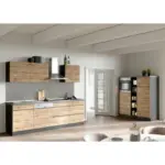 M&ouml;belix Zweizeilige K&uuml;che Turin 390 cm mit Ger&auml;ten Grafit/Eiche Dekor