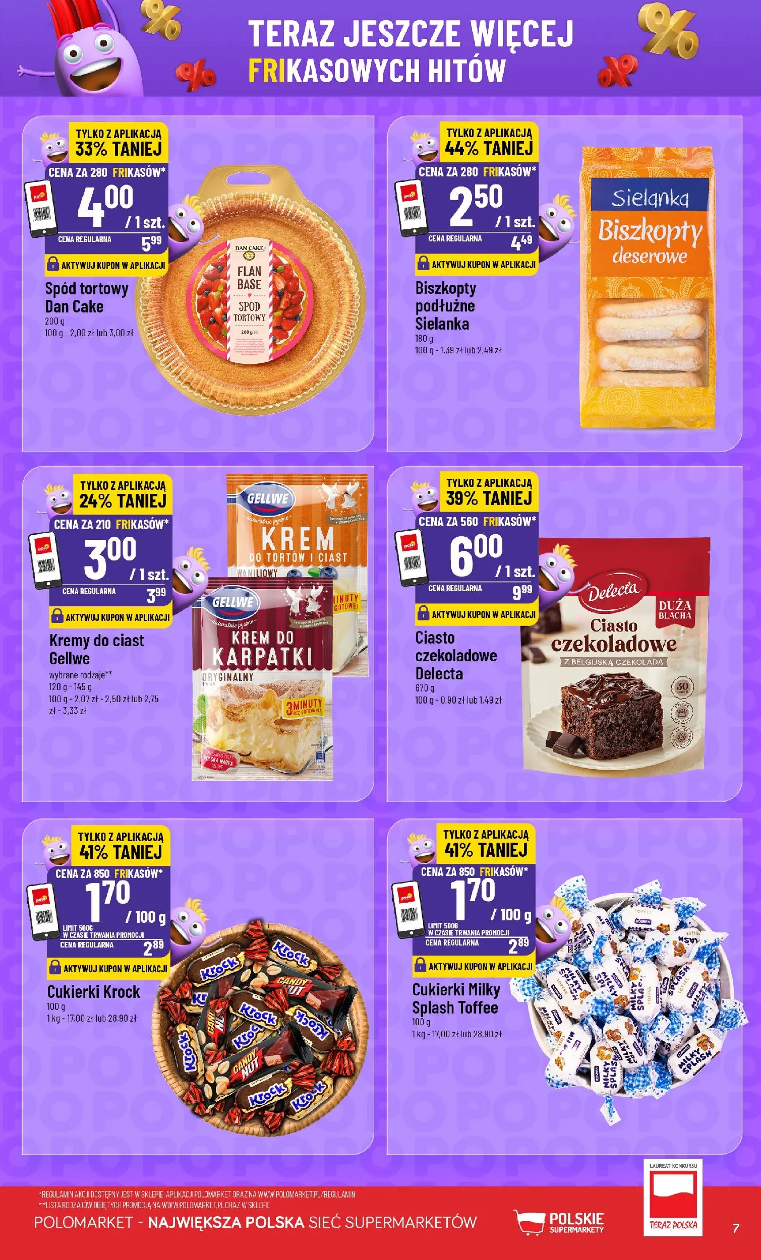 Nowa POLOmarket gazetka od jutra 09.06.2026 | Strona: 7 | Produkty: Spód tortowy, Czekolada, Cukierki, Krem
