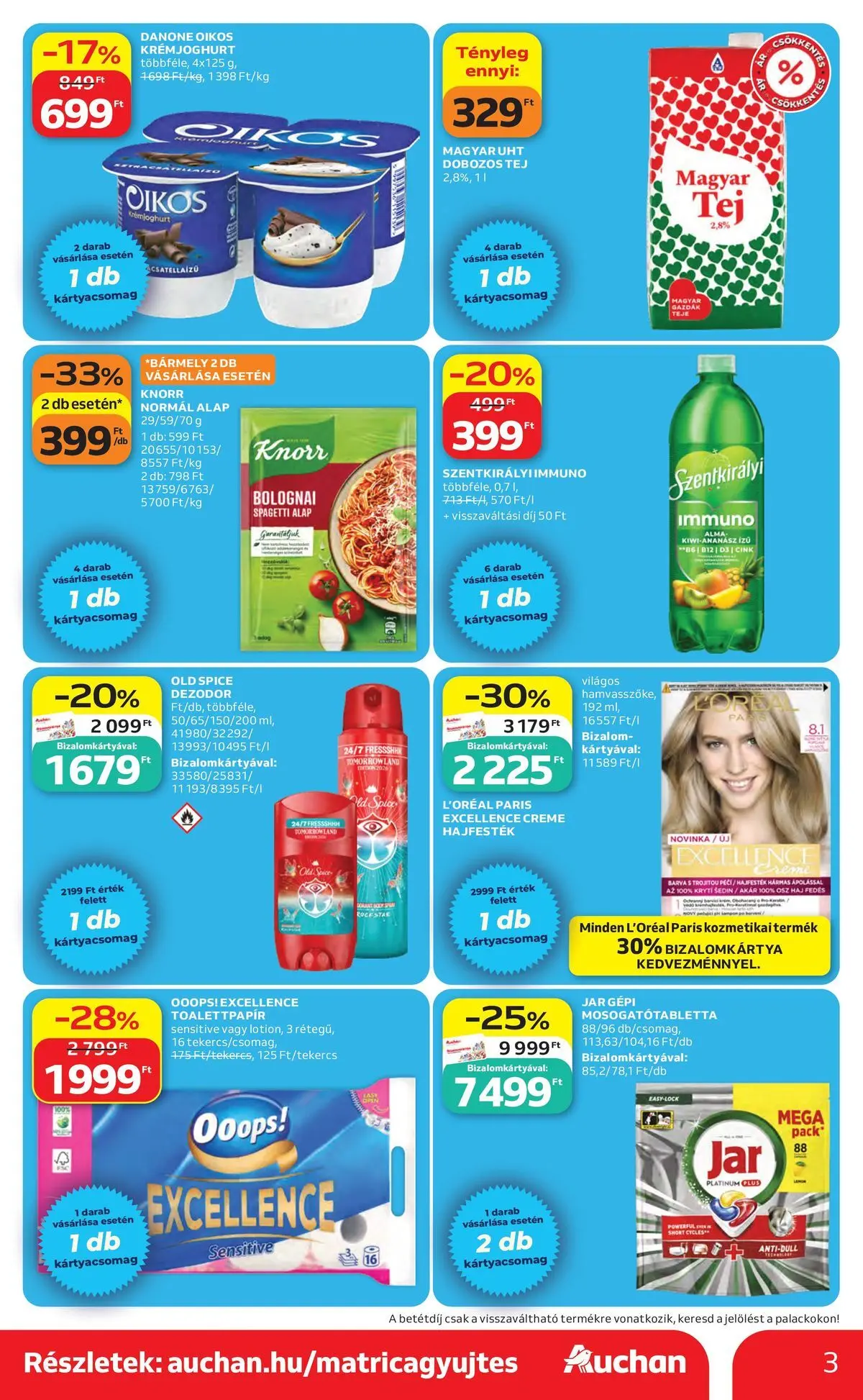 Auchan akciós újság Budapest - 2026.06.04. -tól/töl > akció, lapozható szórólap 🛍️ | Oldal: 3 | Termékek: Spagetti, Hajfesték, Tej, Dezodor