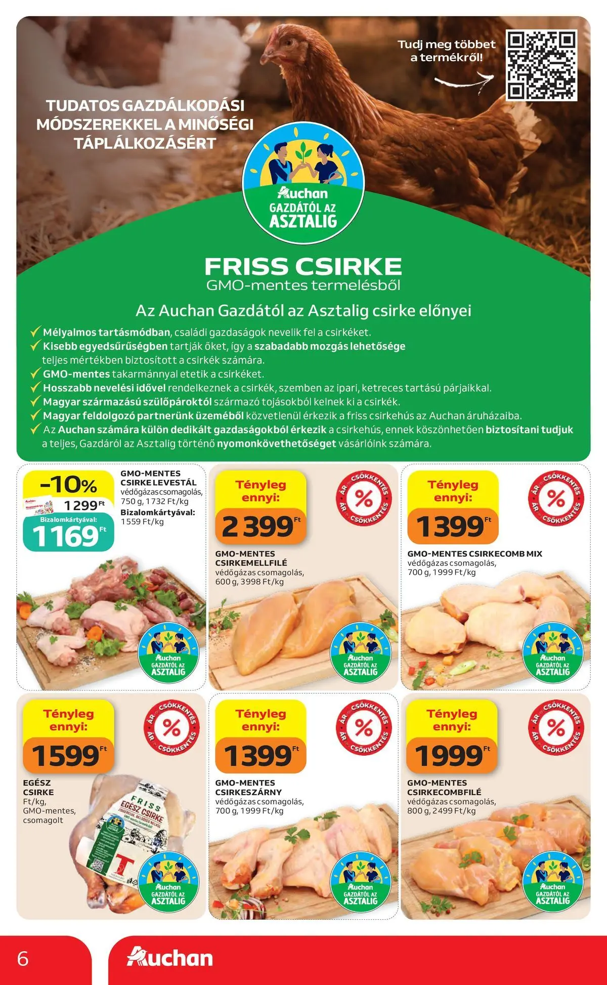 Auchan akciós újság Budapest - 2026.06.04. -tól/töl > akció, lapozható szórólap 🛍️ | Oldal: 6 | Termékek: Egész csirke, Csirkecombfile, Csirkehús, Csirkecomb