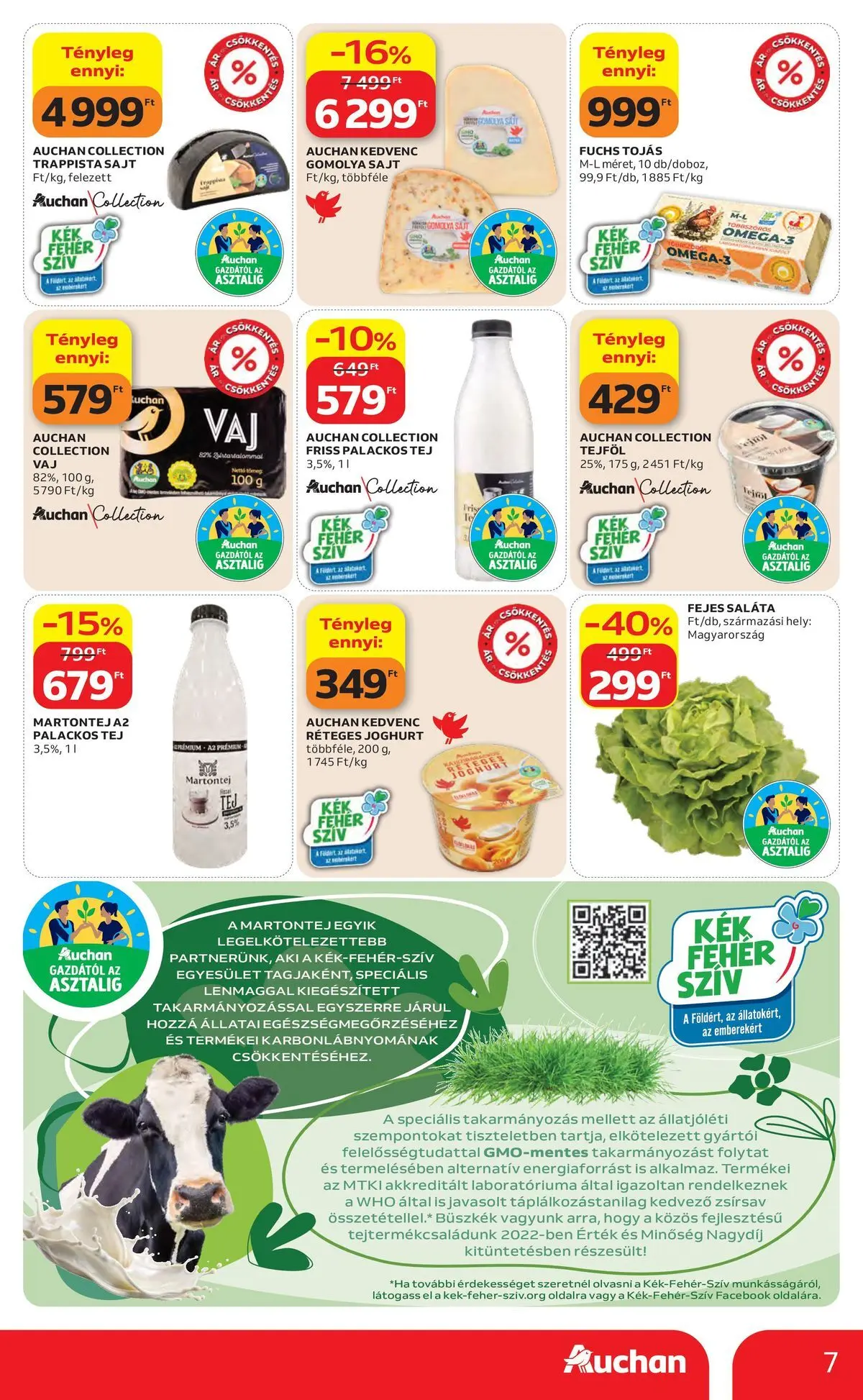 Auchan akciós újság Budapest - 2026.06.04. -tól/töl > akció, lapozható szórólap 🛍️ | Oldal: 7 | Termékek: Gomolya sajt, Sajt, Tojás, Trappista sajt