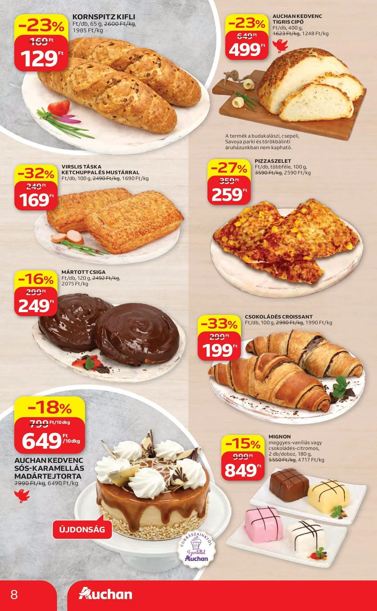Auchan akciós újság Budapest - 2026.06.04. -tól/töl > akció, lapozható szórólap 🛍️ | Oldal: 8 | Termékek: Croissant, Táska, Kifli