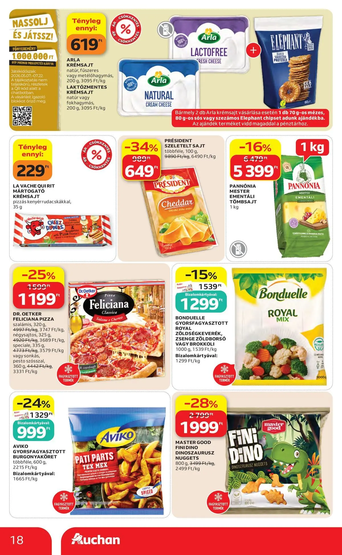 Auchan akciós újság Budapest - 2026.06.04. -tól/töl > akció, lapozható szórólap 🛍️ | Oldal: 18 | Termékek: Krémsajt, Sajt, Cheddar, Szeletelt sajt