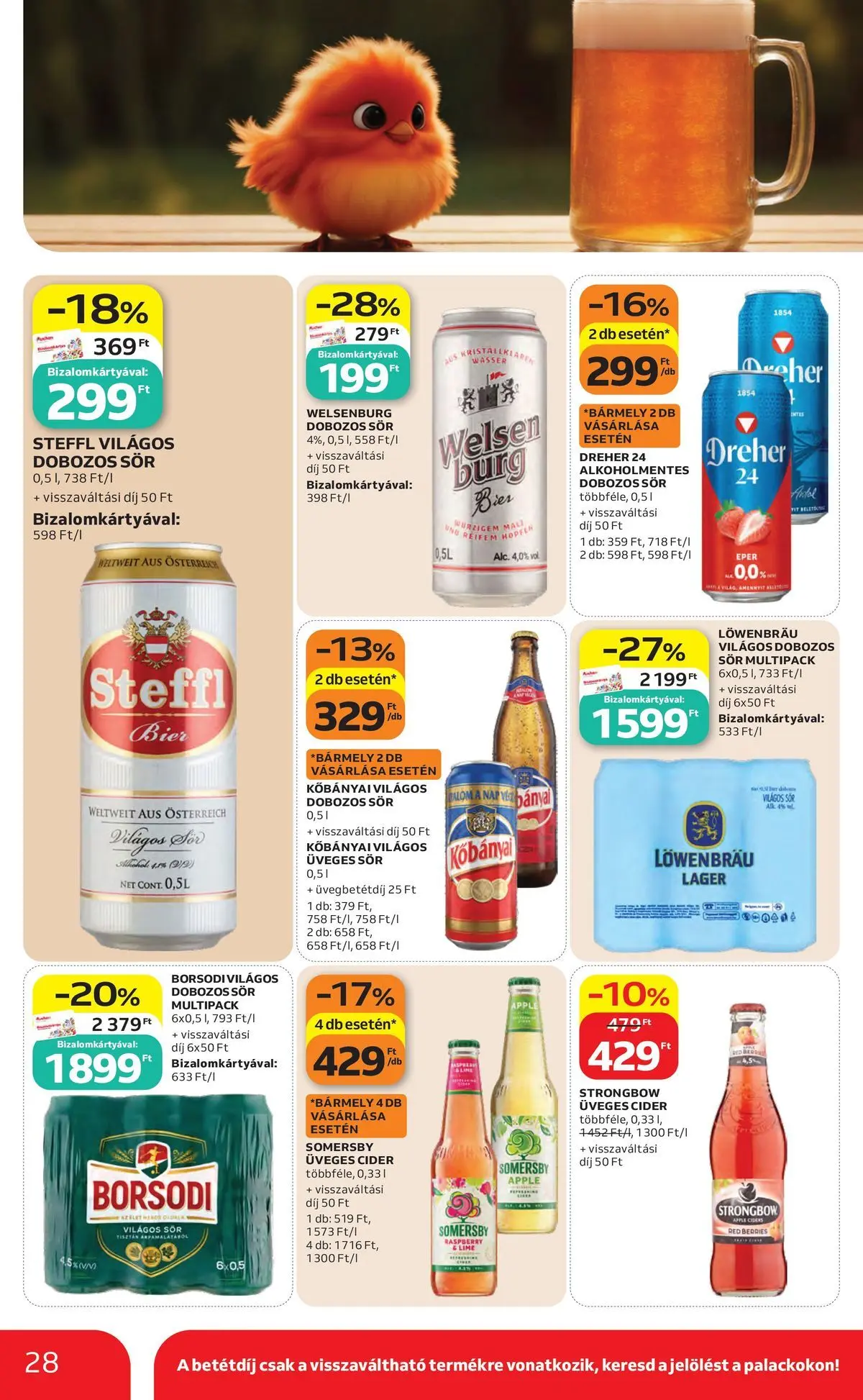 Auchan akciós újság Budapest - 2026.06.04. -tól/töl > akció, lapozható szórólap 🛍️ | Oldal: 28 | Termékek: Lime, Steffl, Sör, Eper