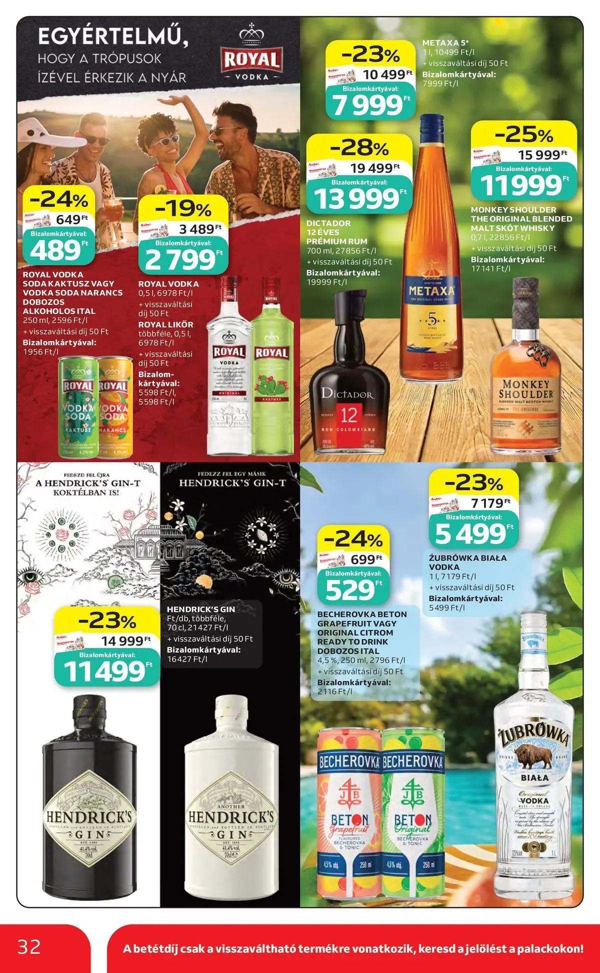 Auchan akciós újság Budapest - 2026.06.04. -tól/töl > akció, lapozható szórólap 🛍️ | Oldal: 32 | Termékek: Rum, Becherovka, Vodka, Citrom