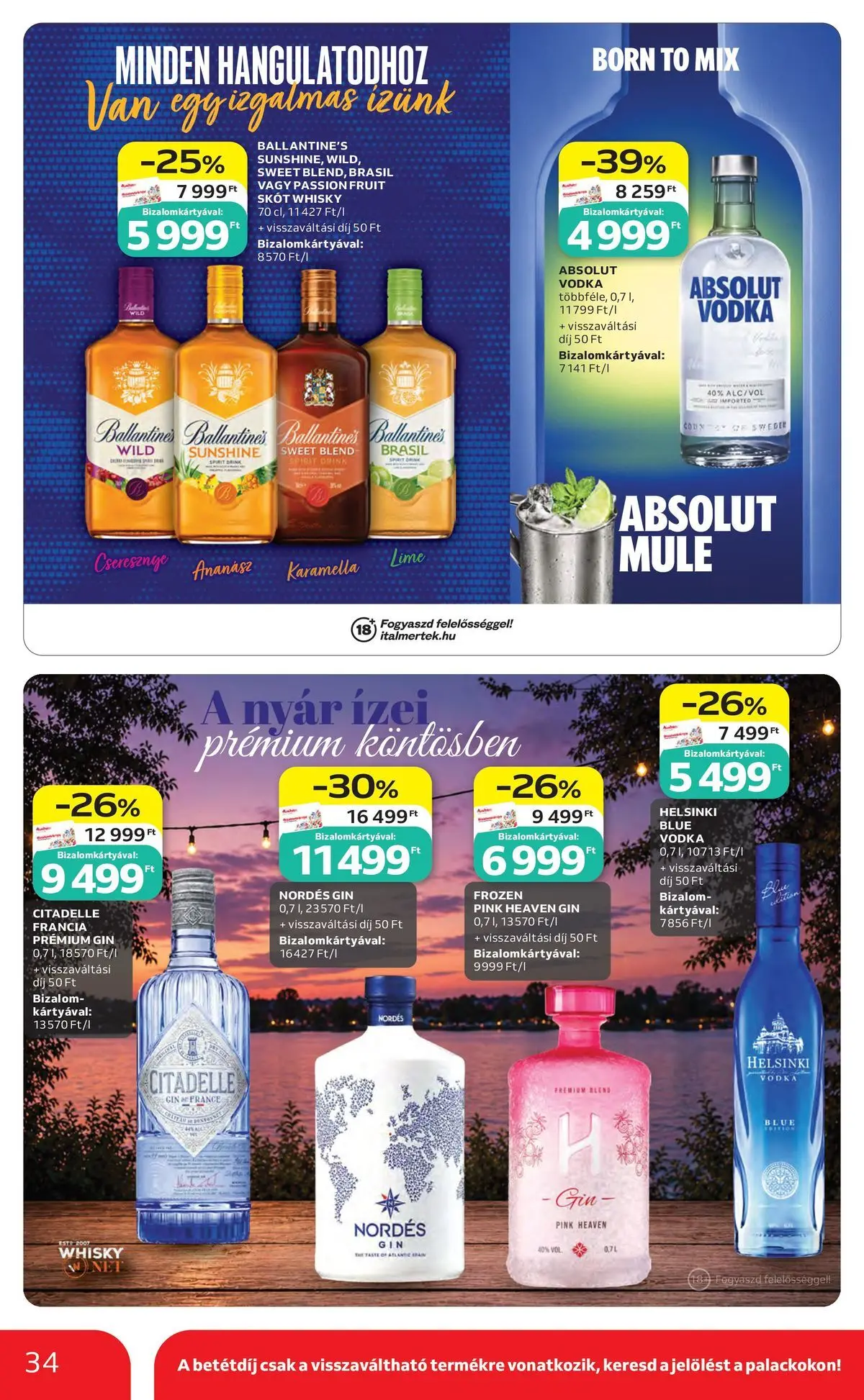Auchan akciós újság Budapest - 2026.06.04. -tól/töl > akció, lapozható szórólap 🛍️ | Oldal: 34 | Termékek: Lime, Absolut vodka, Gin, Vodka