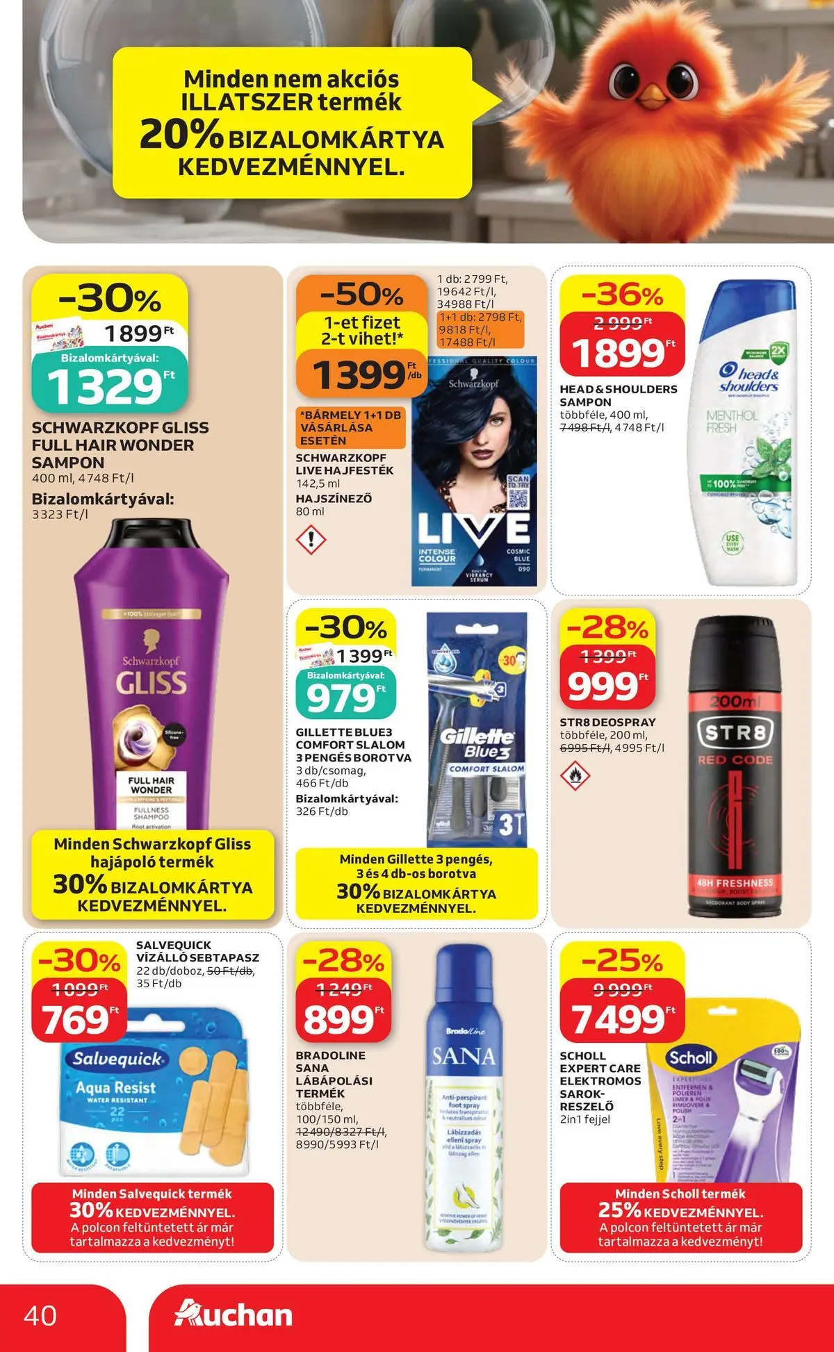 Auchan akciós újság Budapest - 2026.06.04. -tól/töl > akció, lapozható szórólap 🛍️ | Oldal: 40 | Termékek: Hajszínező, Body, Sebtapasz, Hajfesték