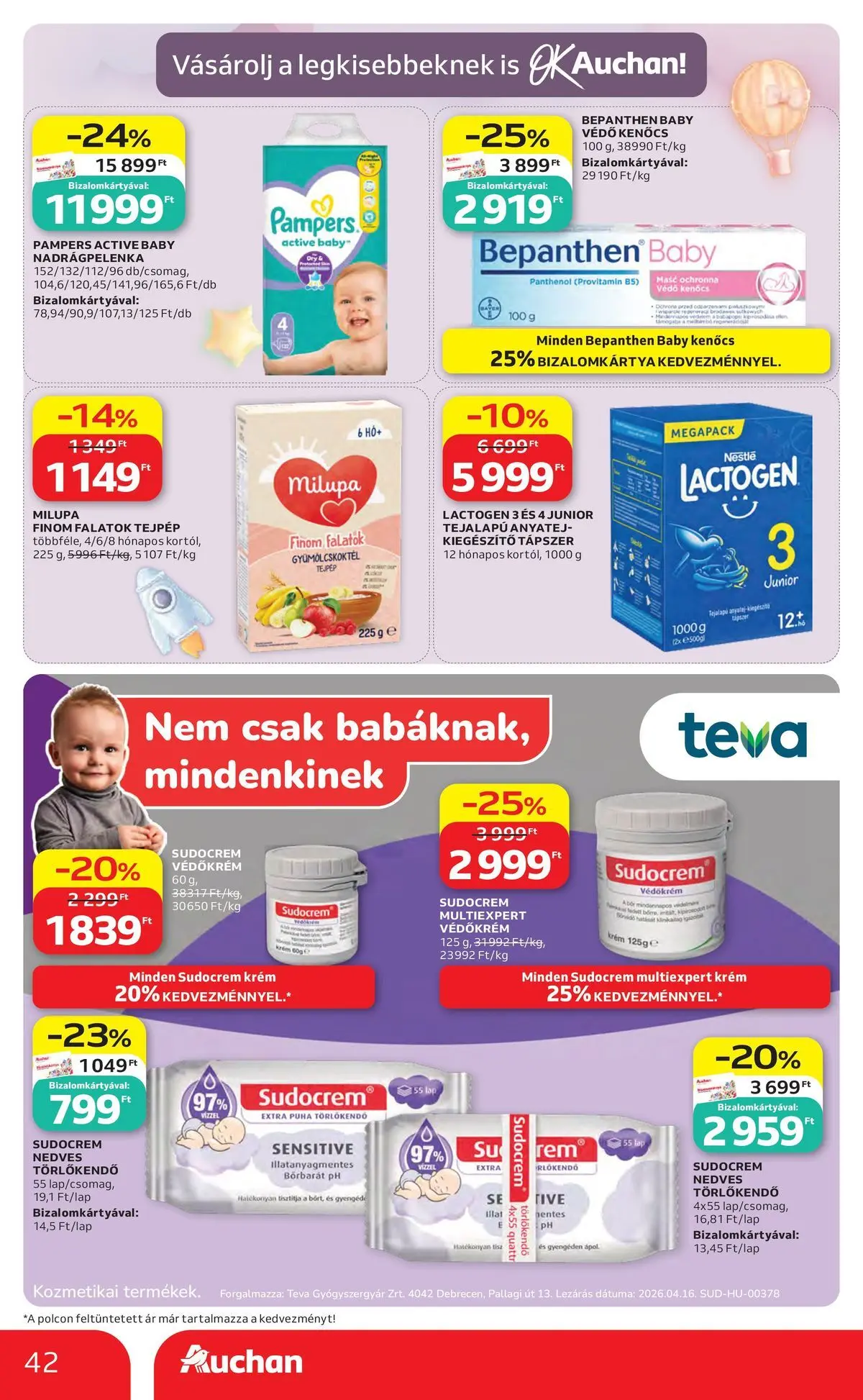 Auchan akciós újság Budapest - 2026.06.04. -tól/töl > akció, lapozható szórólap 🛍️ | Oldal: 42 | Termékek: Pampers, Törlőkendő, Nedves törlőkendő