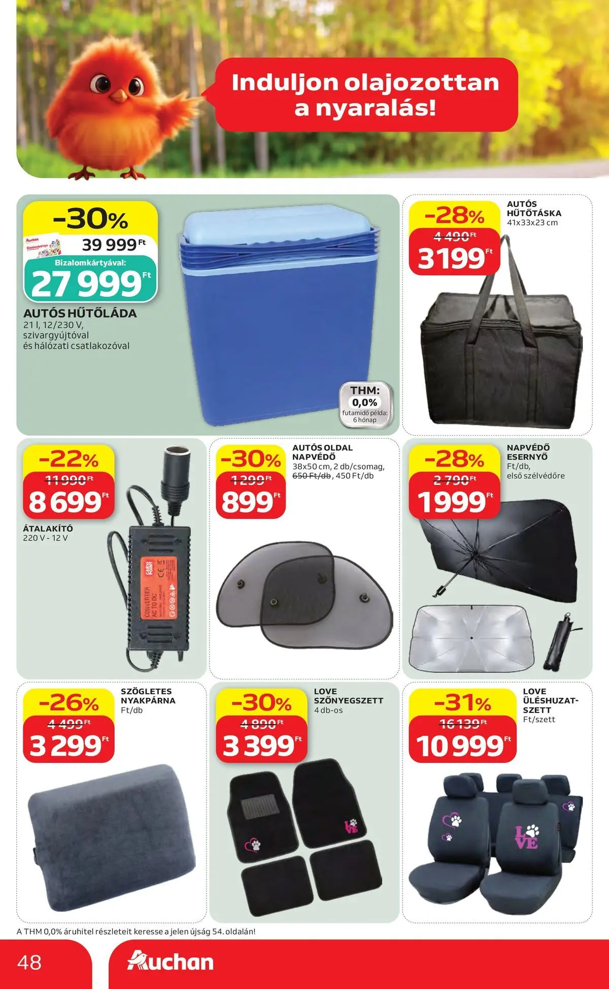 Auchan akciós újság Budapest - 2026.06.04. -tól/töl > akció, lapozható szórólap 🛍️ | Oldal: 48 | Termékek: Esernyő, Átalakító, Hűtőtáska