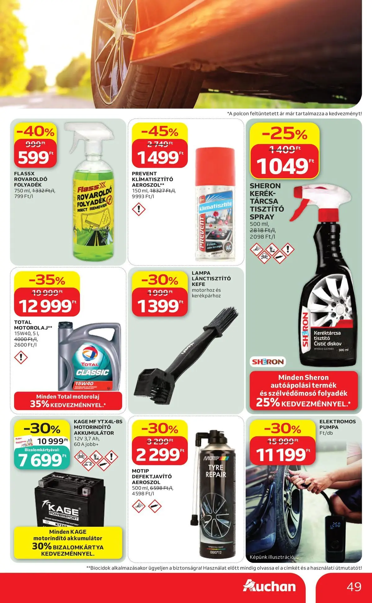Auchan akciós újság Budapest - 2026.06.04. -tól/töl > akció, lapozható szórólap 🛍️ | Oldal: 50 | Termékek: Akkumulátor, Lámpa, Motorolaj, Kefe
