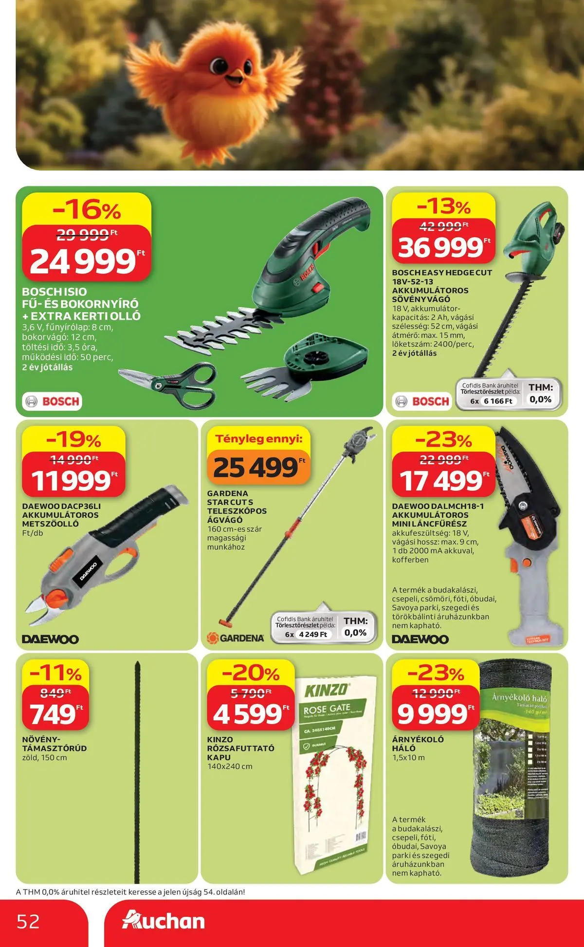 Auchan akciós újság Budapest - 2026.06.04. -tól/töl > akció, lapozható szórólap 🛍️ | Oldal: 53 | Termékek: Akkumulátor, Sövényvágó, Óra, Metszőolló