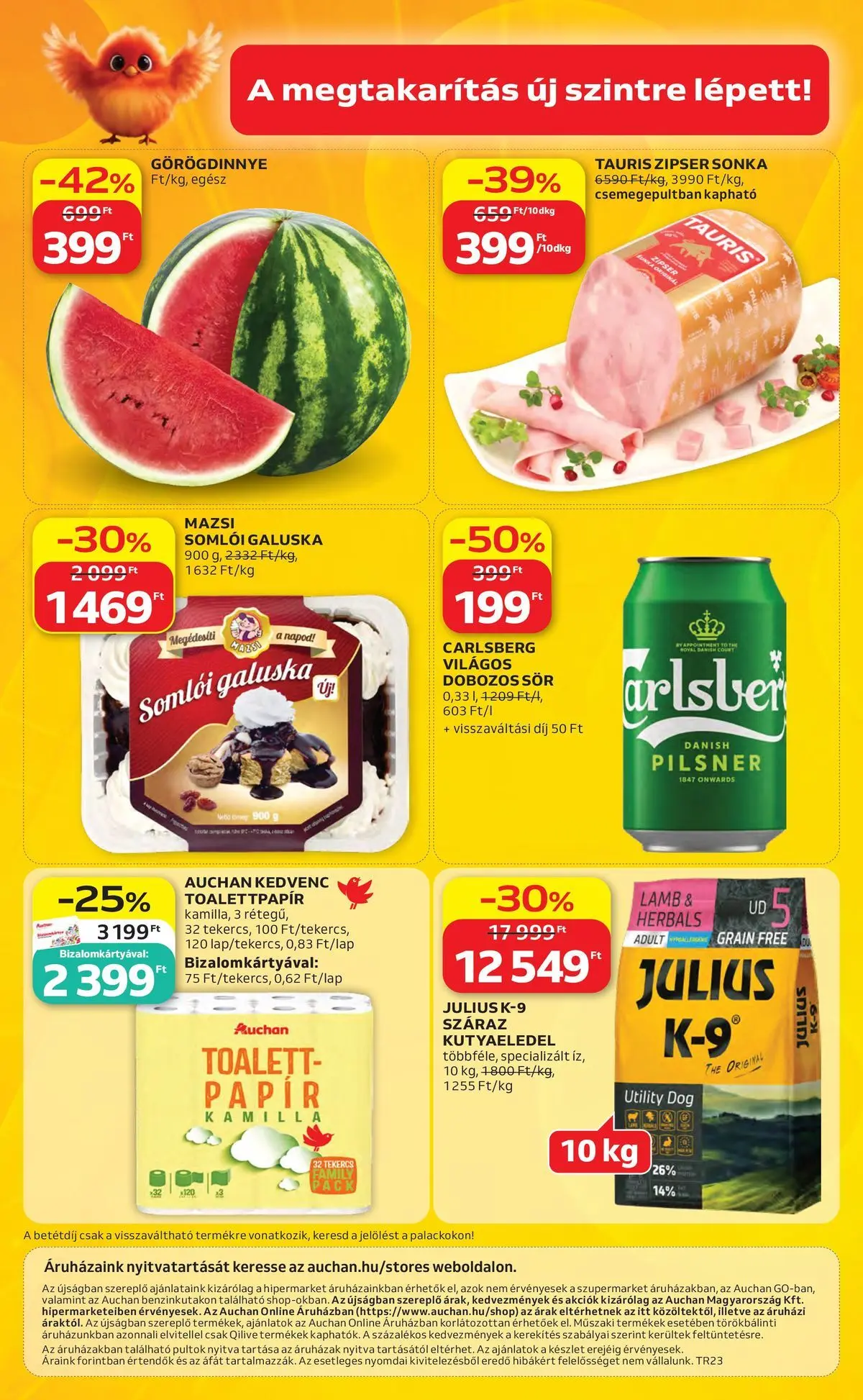 Auchan akciós újság Budapest - 2026.06.04. -tól/töl > akció, lapozható szórólap 🛍️ | Oldal: 57 | Termékek: Görögdinnye, Kutyaeledel, Sonka, Sör