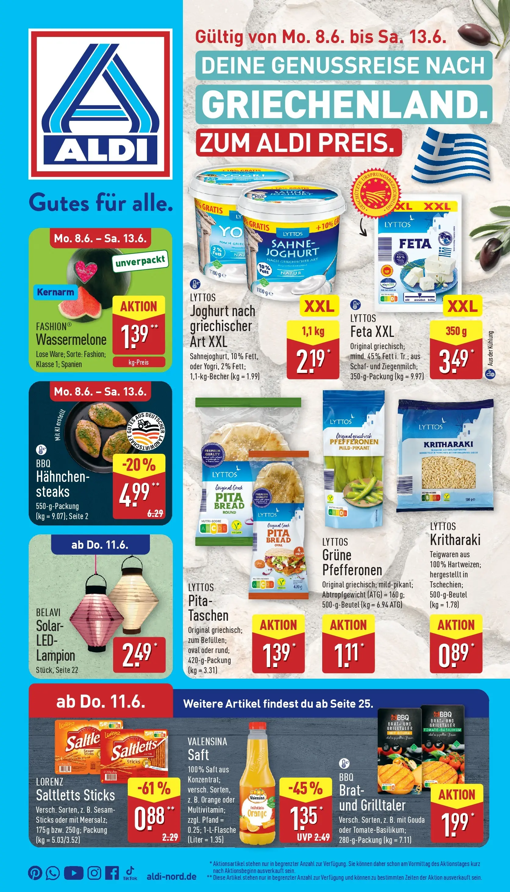 Aldi - ALDI Nord: Wochenangebote (ab 07.06.2026) » Angebote Online | Seite: 5 | Produkte: Hahnchen, Feta, Gouda, Wassermelone