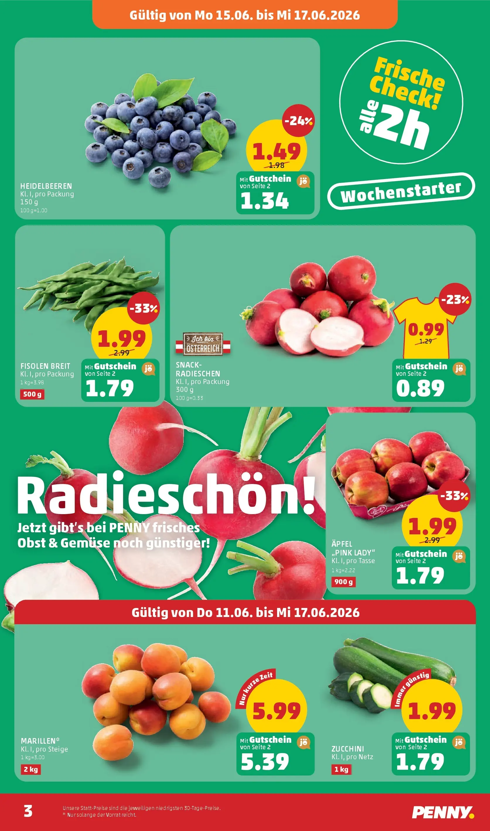 Penny Markt - PENNY: Die ganze Woche sparen. ab (10.06.2026) - Angebote, Prospekt | Seite: 3 | Produkte: Gemüse, Obst, Äpfel