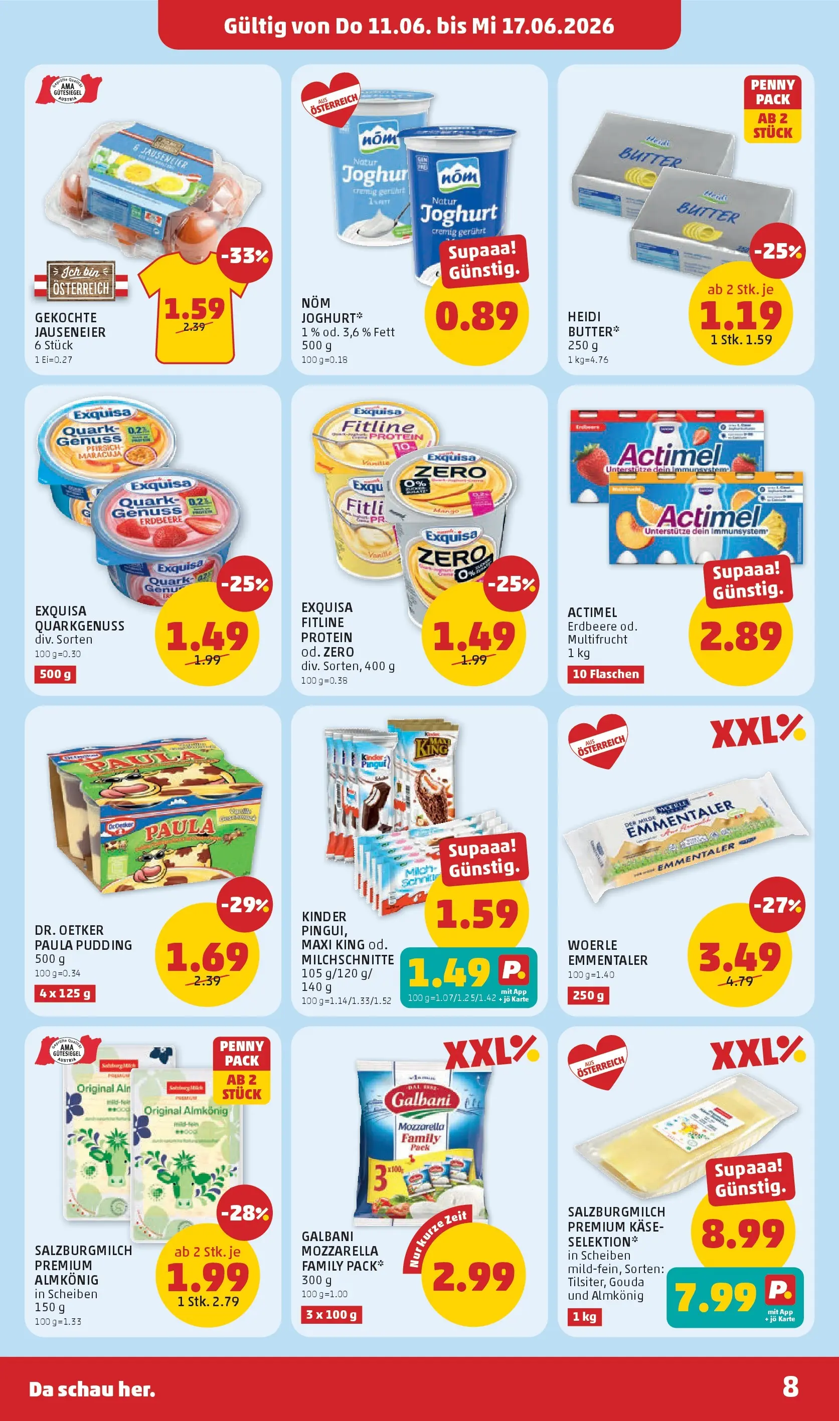 Penny Markt - PENNY: Die ganze Woche sparen. ab (10.06.2026) - Angebote, Prospekt | Seite: 8 | Produkte: Milch, Butter, Käse, Joghurt