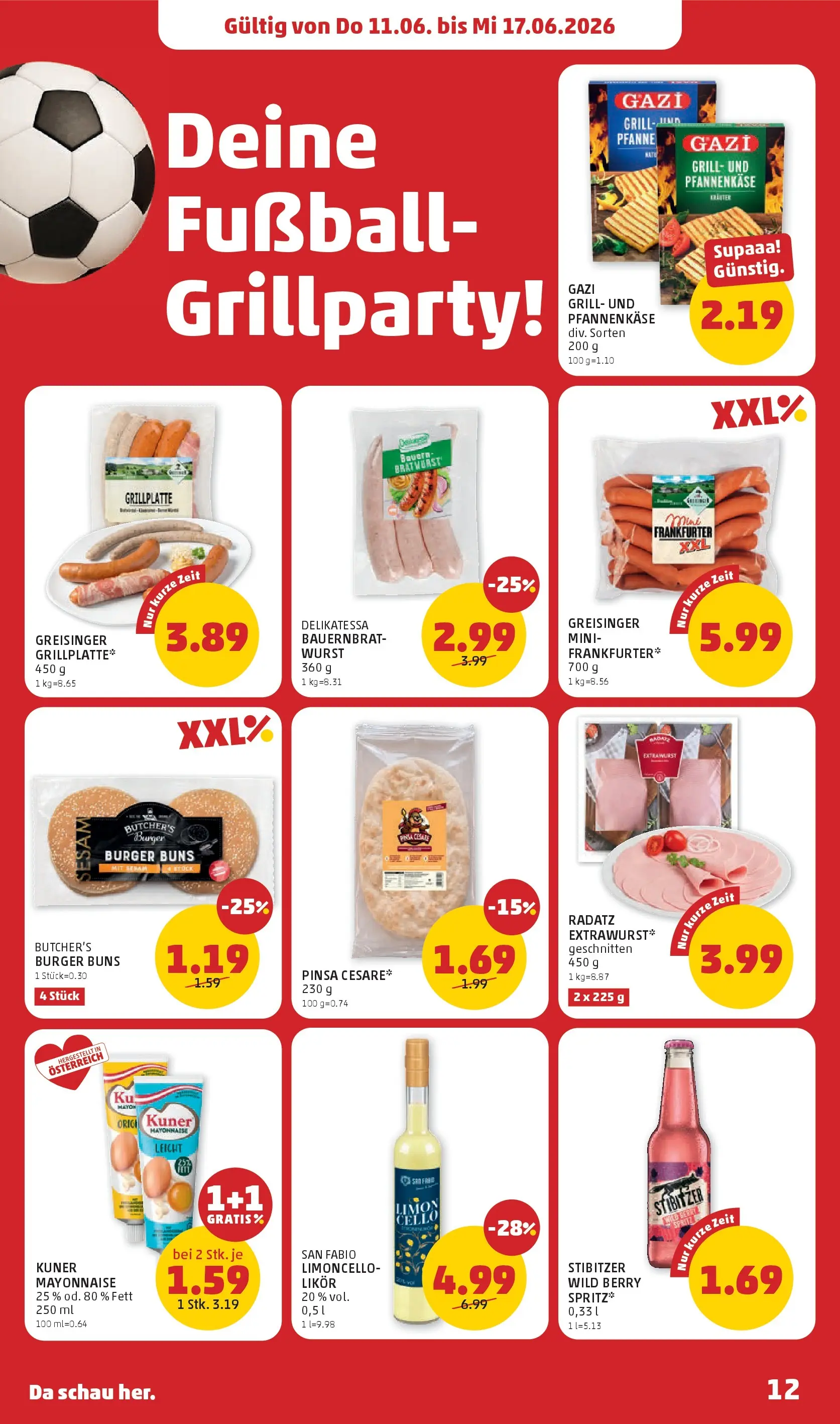 Penny Markt - PENNY: Die ganze Woche sparen. ab (10.06.2026) - Angebote, Prospekt | Seite: 12 | Produkte: Mayonnaise, Wurst, Grill