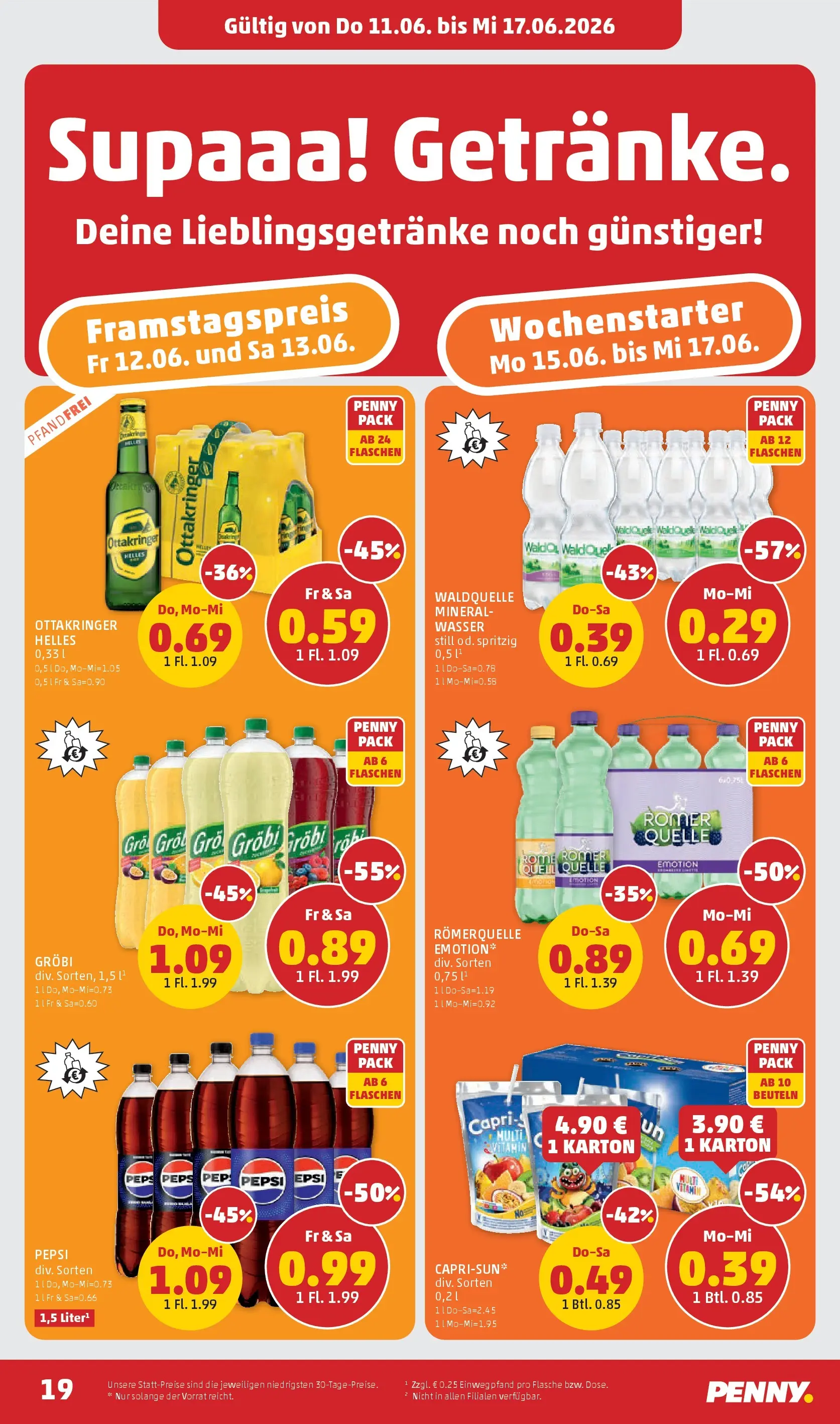 Penny Markt - PENNY: Die ganze Woche sparen. ab (10.06.2026) - Angebote, Prospekt | Seite: 19 | Produkte: Wasser