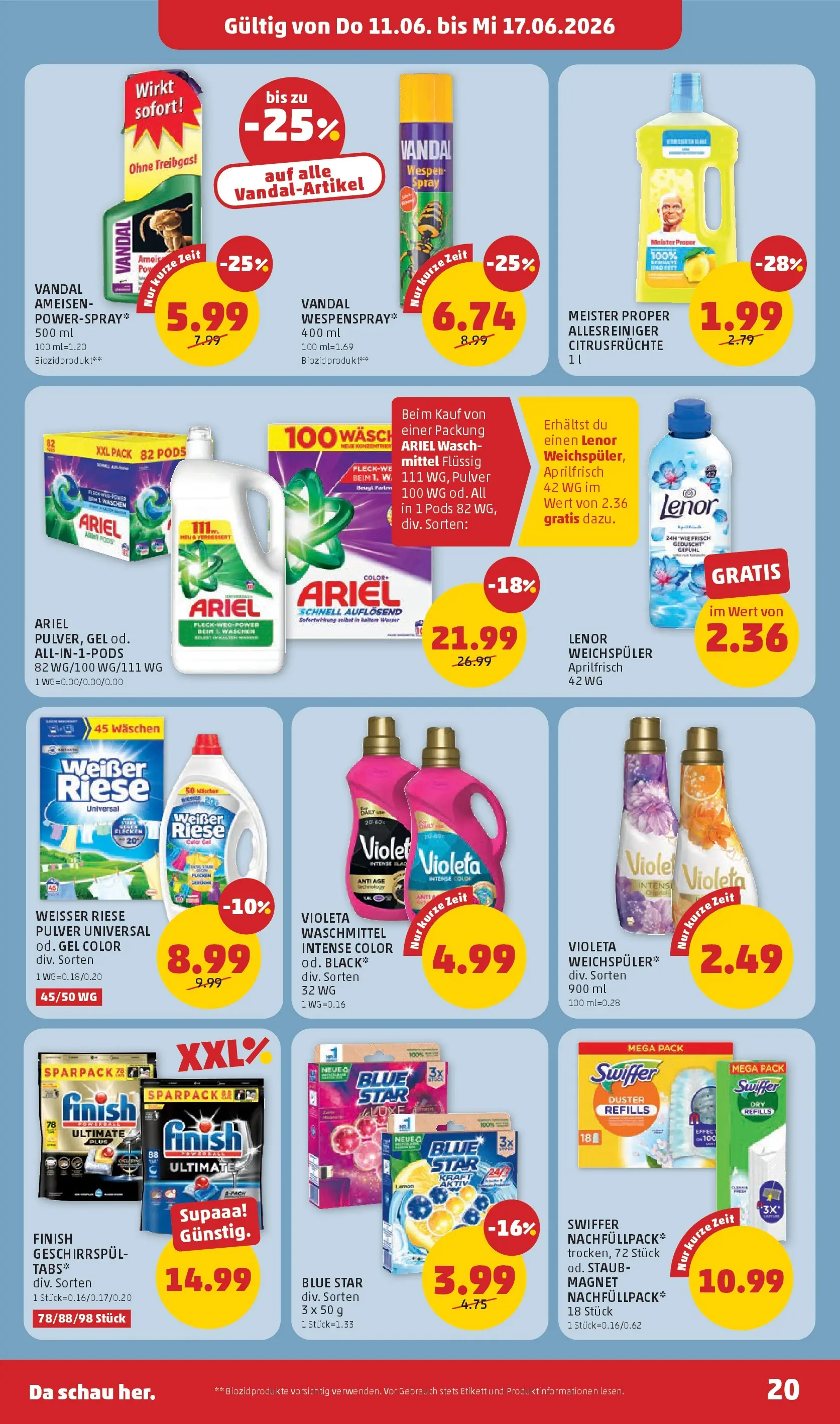 Penny Markt - PENNY: Die ganze Woche sparen. ab (10.06.2026) - Angebote, Prospekt | Seite: 20 | Produkte: Wasser, Weichspüler, Waschmittel