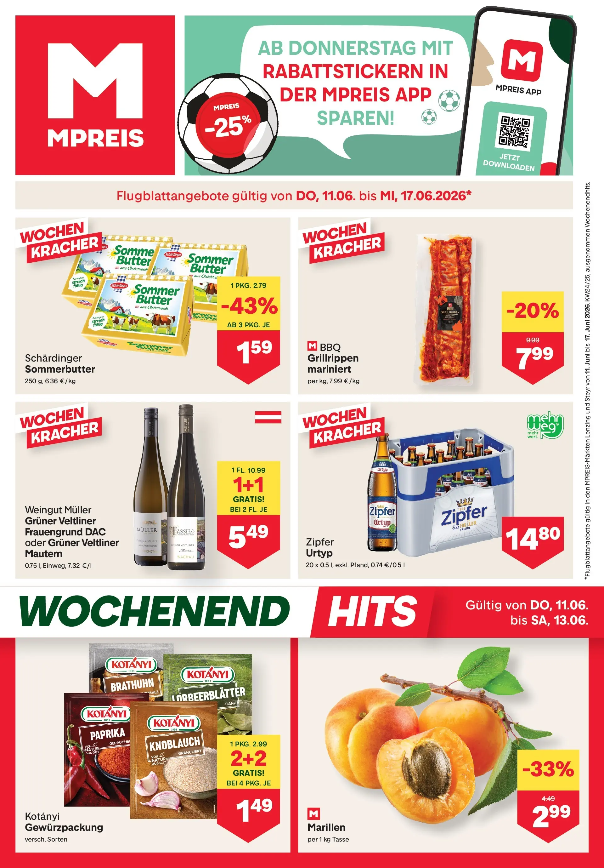 MPREIS Steyr von 10.06.2026 - Aktuelle Angebote | Seite: 1 | Produkte: Knoblauch, Butter
