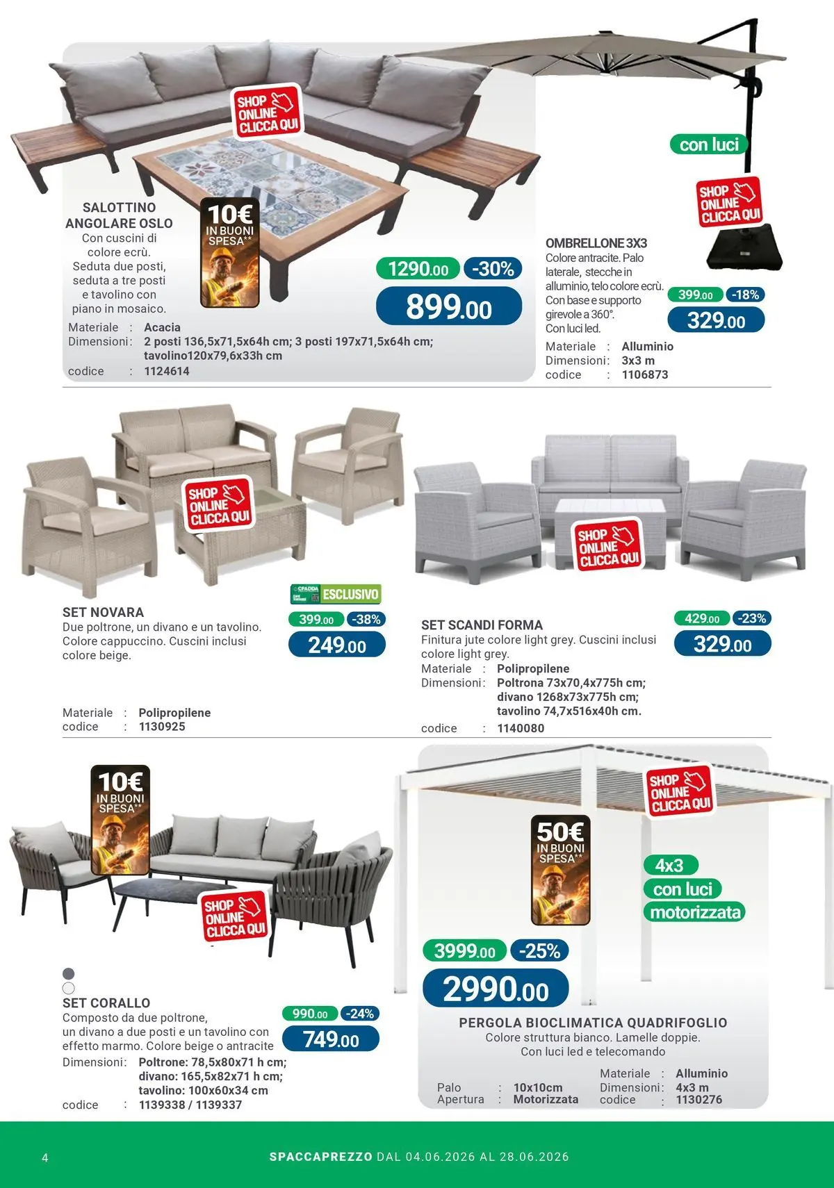 Nuovo CFadda - Spacca Prezzo dal 03/06/2026 > offerte anteprima 🛍️ | Pagina: 4 | Prodotti: Telecomando, Ombrellone, Pergola, Alluminio