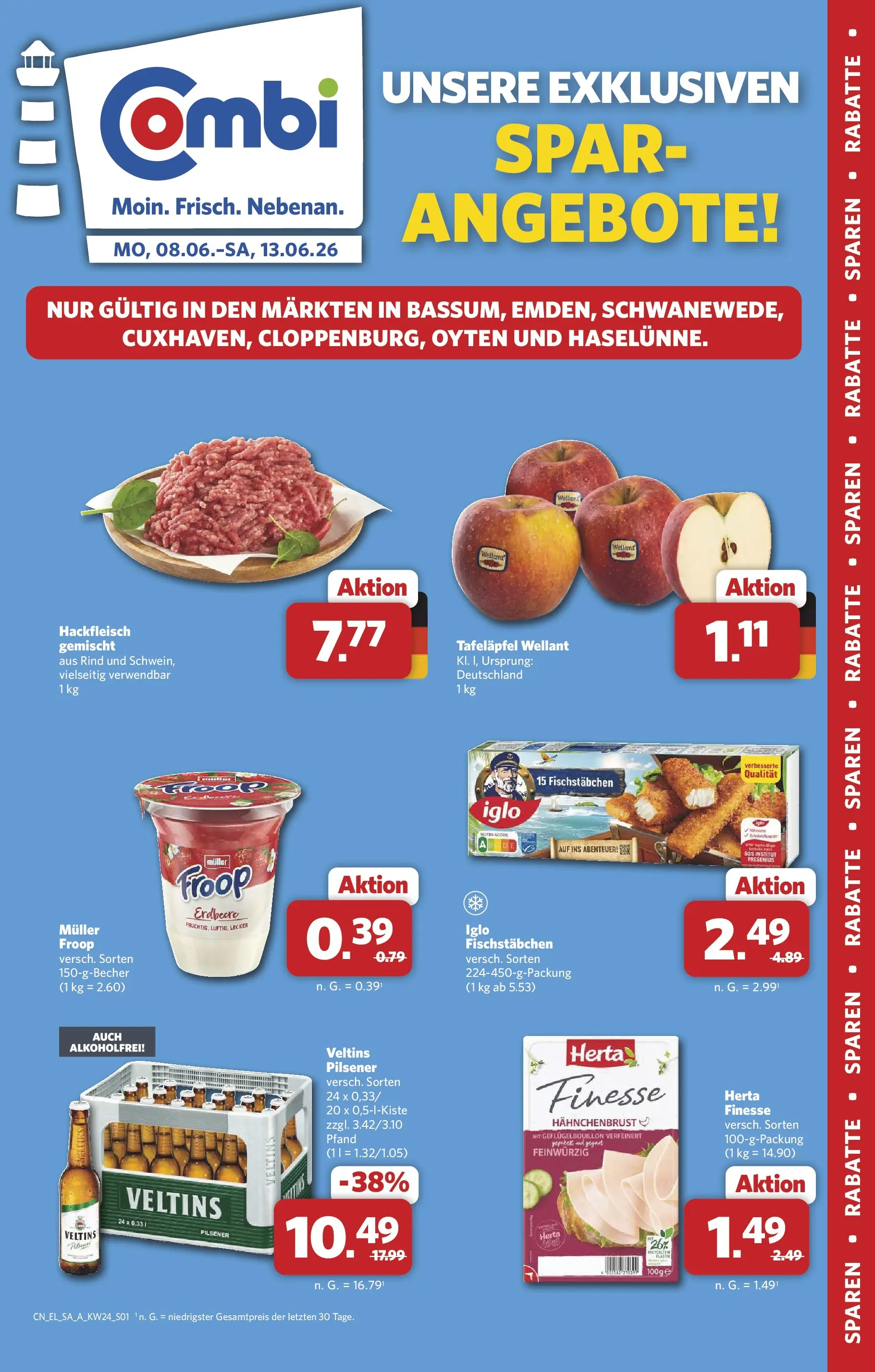 Combi Prospekt Oyten (ab 08.06.2026) zum Blättern | Seite: 1 | Produkte: Froop, Iglo, Fischstabchen, Veltins