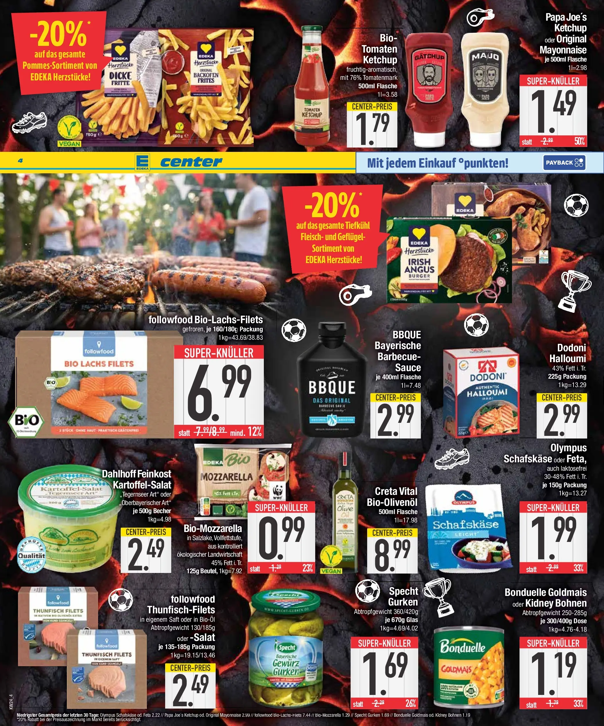 Edeka prospekt Abensberg (ab 07.06.2026) » Angebote Online | Seite: 4 | Produkte: Burger, Pommes frites, Mayonnaise, Saft