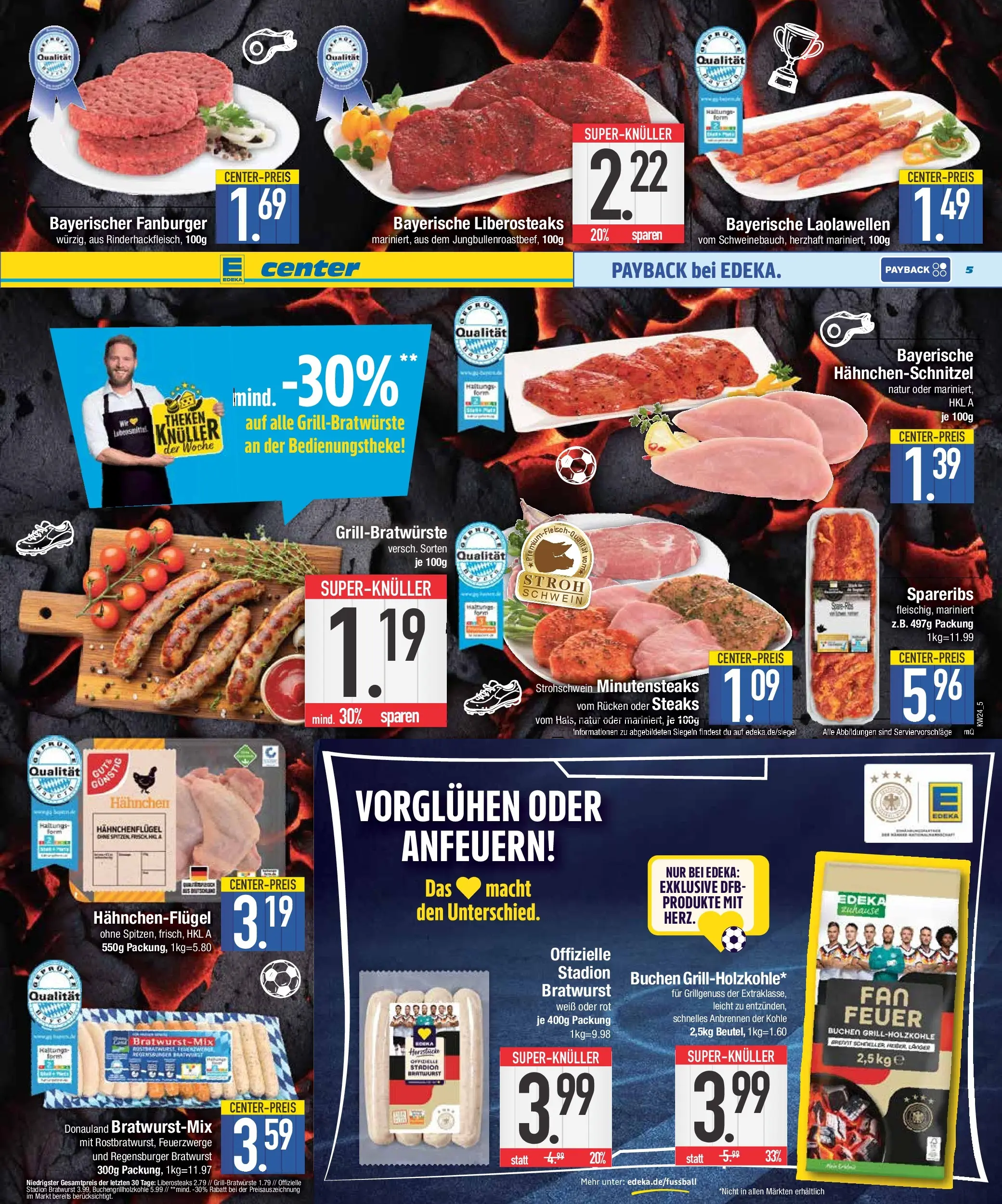 Edeka prospekt Abensberg (ab 07.06.2026) » Angebote Online | Seite: 5 | Produkte: Hahnchen, Bratwurst, Burger, Steak