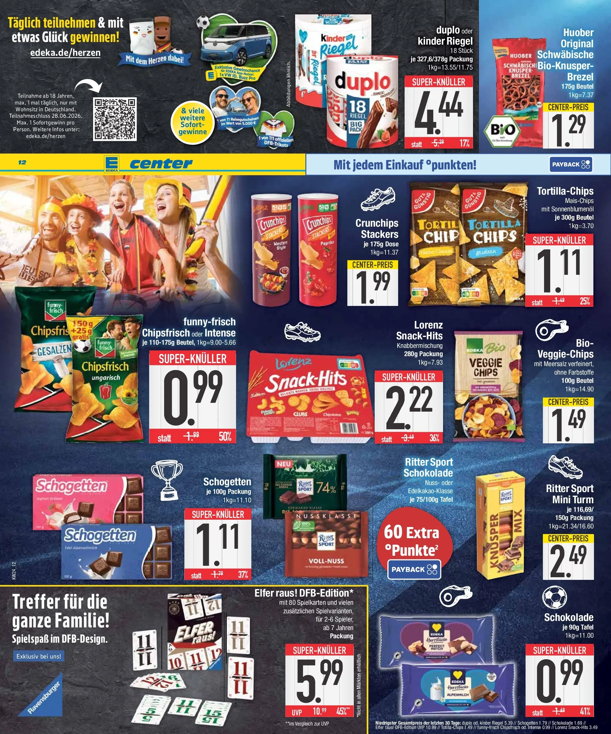Edeka prospekt Abensberg (ab 07.06.2026) » Angebote Online | Seite: 12 | Produkte: Schokolade, Sonnenblumenol, Kinder riegel, Chips