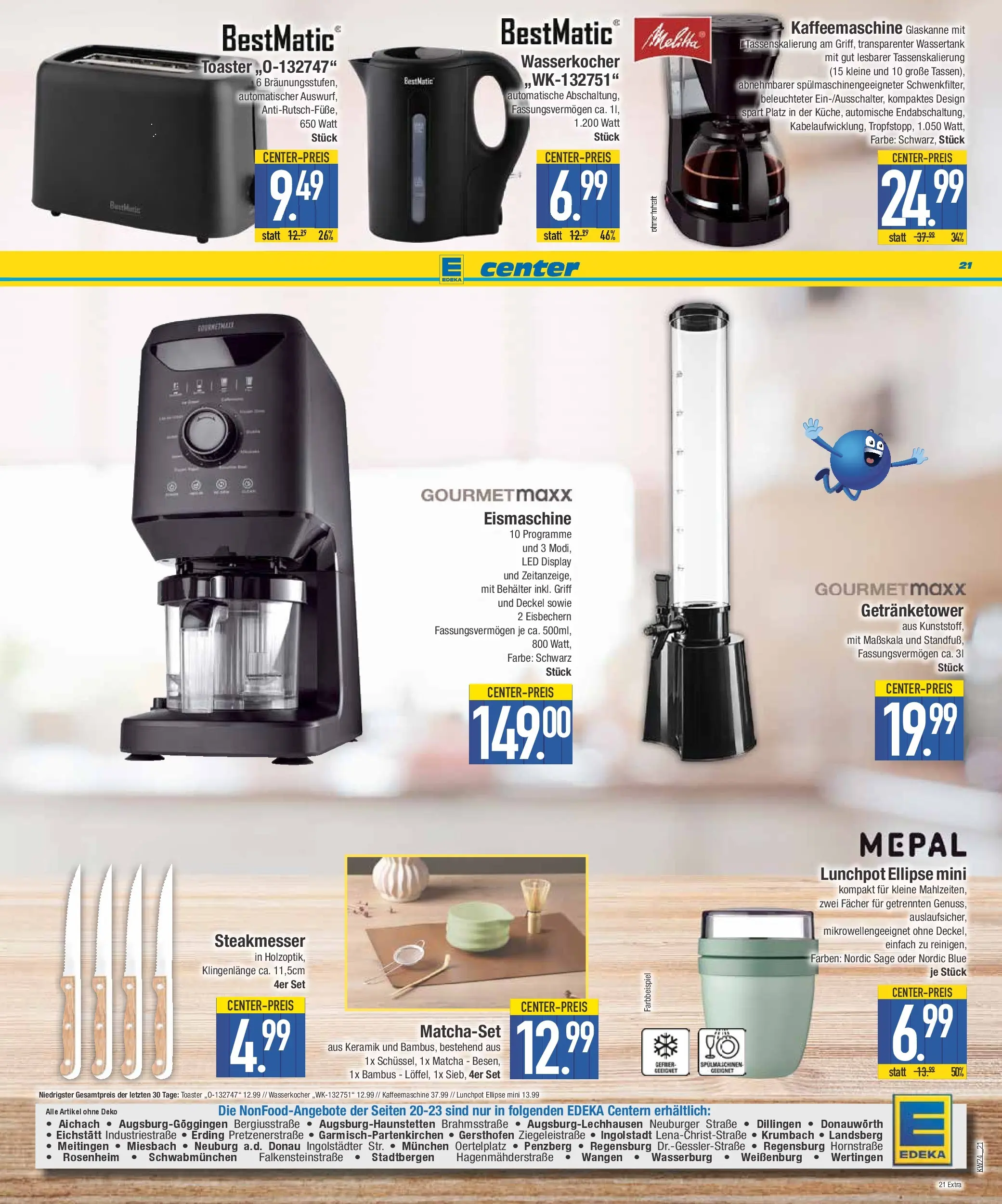 E center Prospekt Krumbach (ab 08.06.2026) zum Blättern | Seite: 21 | Produkte: Kaffeemaschine, Wasserkocher, Toaster