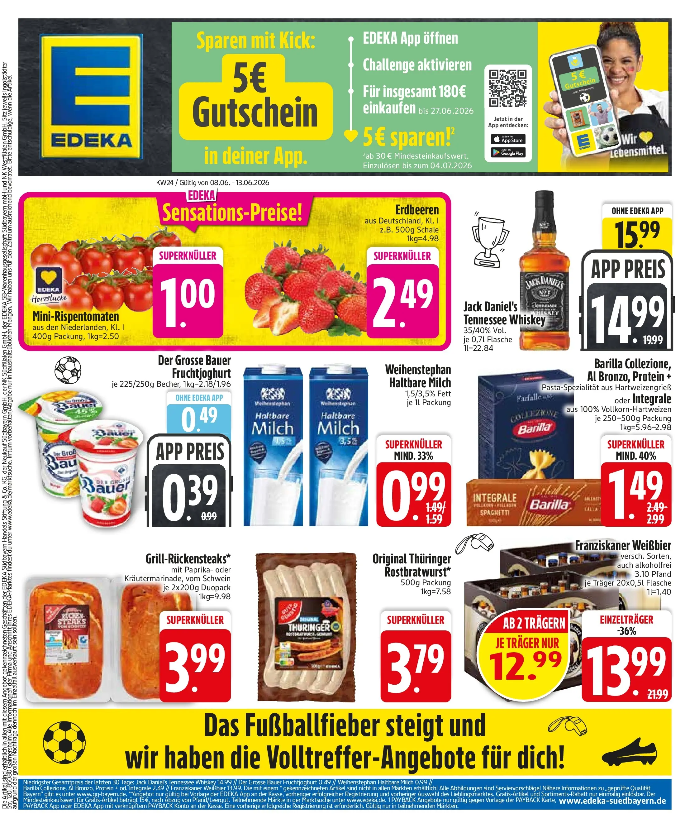 Edeka prospekt Bodenkirchen (ab 07.06.2026) » Angebote Online | Seite: 3 | Produkte: Haltbare milch, Jack Daniel's, Pasta, Steak
