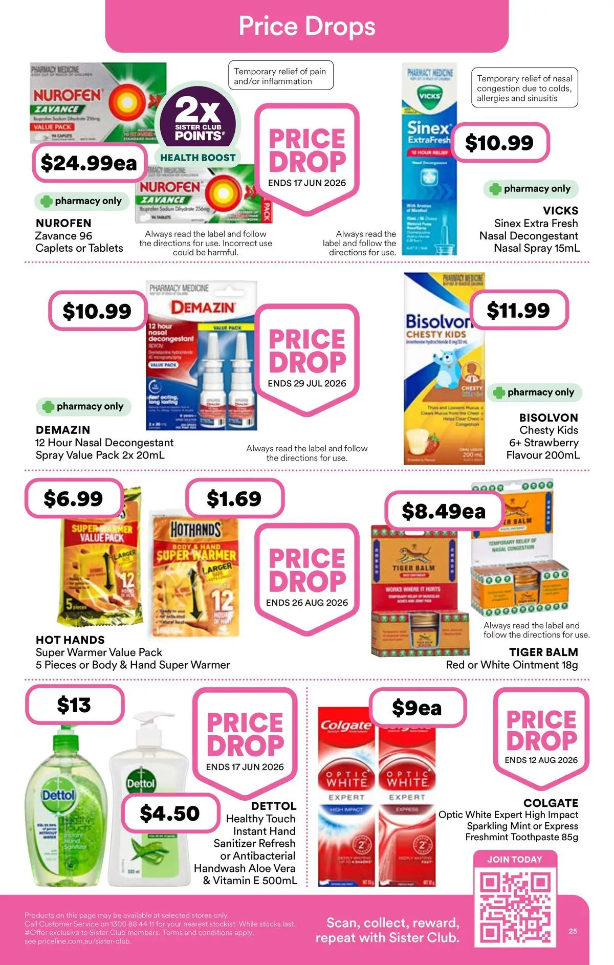 Priceline Pharmacy catalogue Albury - 03/06/2026 > weekly / monthly specials | Page: 25 | Products: Toothpaste, Nasal spray, Tablets, Vitamin