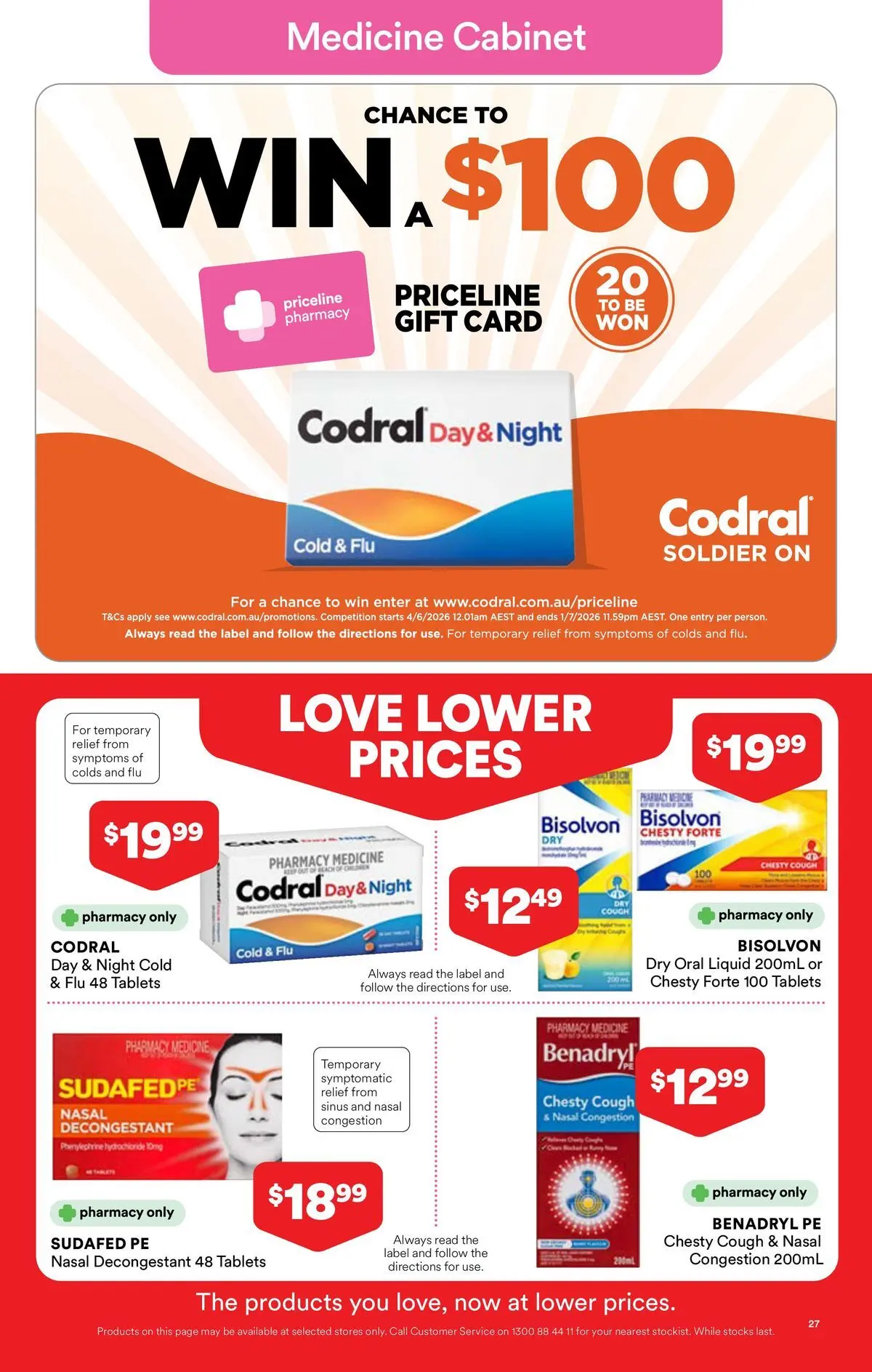 Priceline Pharmacy catalogue Albury - 03/06/2026 > weekly / monthly specials | Page: 27 | Products: Cabinet, Couch, Sinus, Tablets