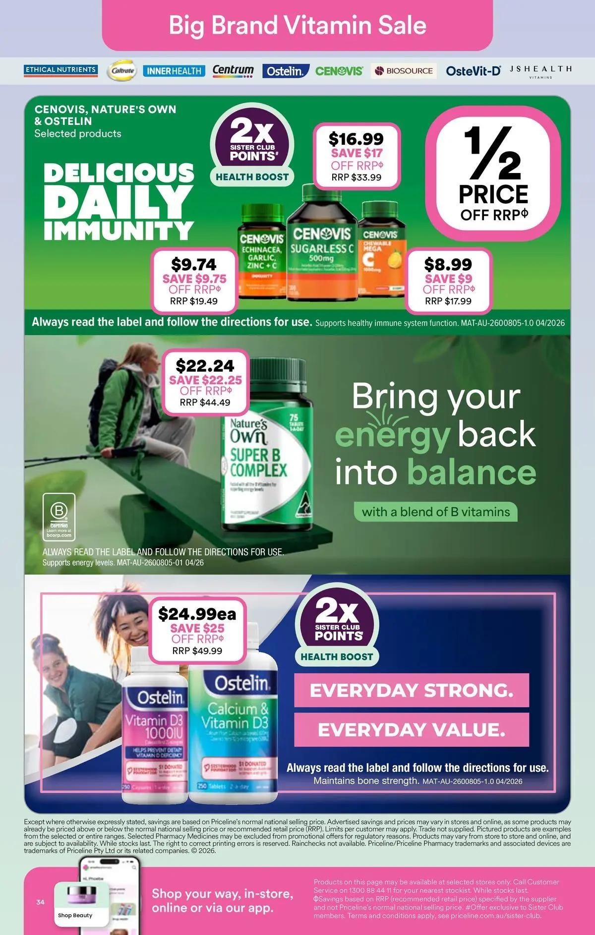 Priceline Pharmacy catalogue Albury - 03/06/2026 > weekly / monthly specials | Page: 34 | Products: Nutrients, Tablets, Vitamin, Zinc