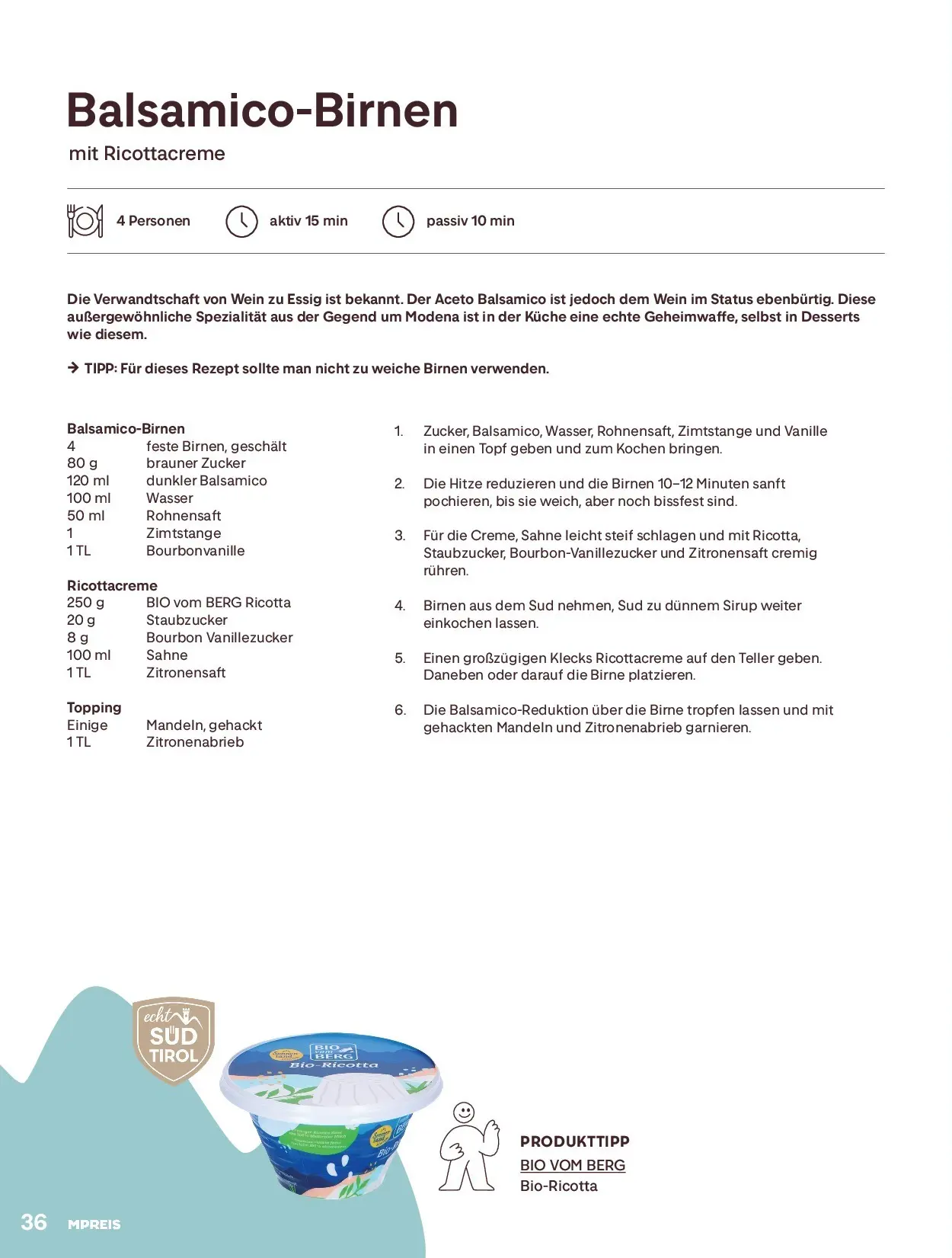 MPREIS Sommermagazin 2026 von 28.05.2026 - Aktuelle Angebote | Seite: 36 | Produkte: Wasser, Zucker, Birne, Bourbon