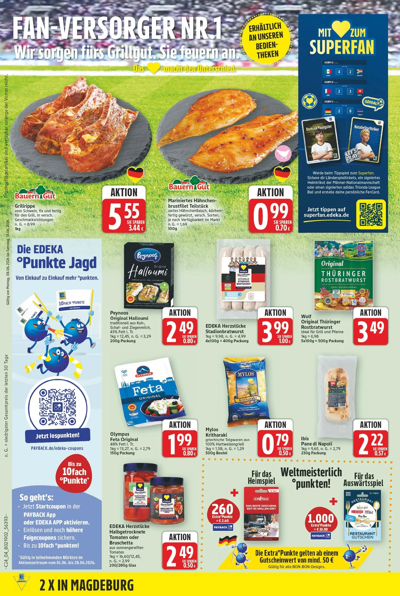 E center Prospekt Magdeburg (ab 08.06.2026) zum Blättern | Seite: 4 | Produkte: Grill, Hahnchen, Bratwurst, Tomaten