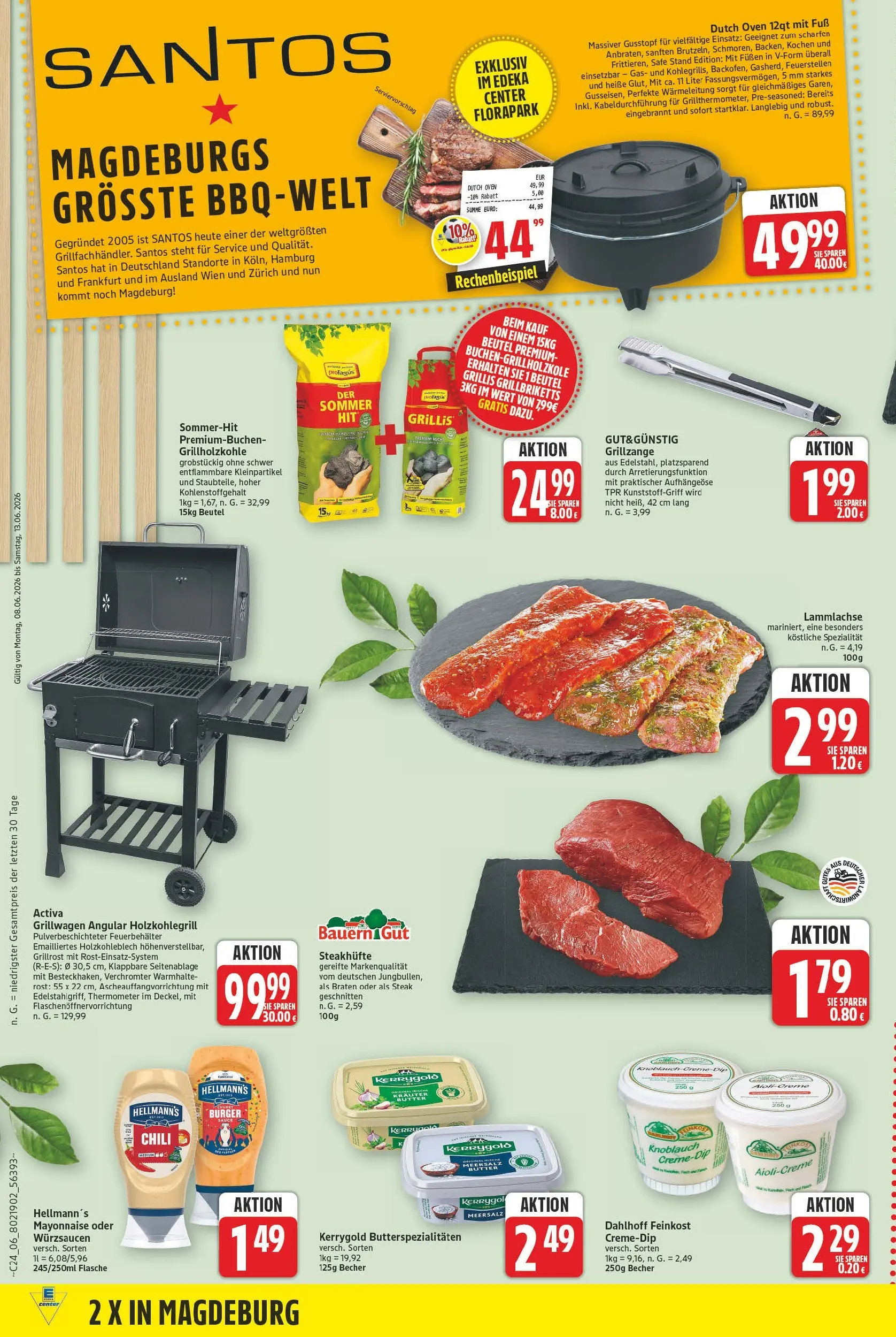 E center Prospekt Magdeburg (ab 08.06.2026) zum Blättern | Seite: 6 | Produkte: Butter, Burger, Chili, Steak