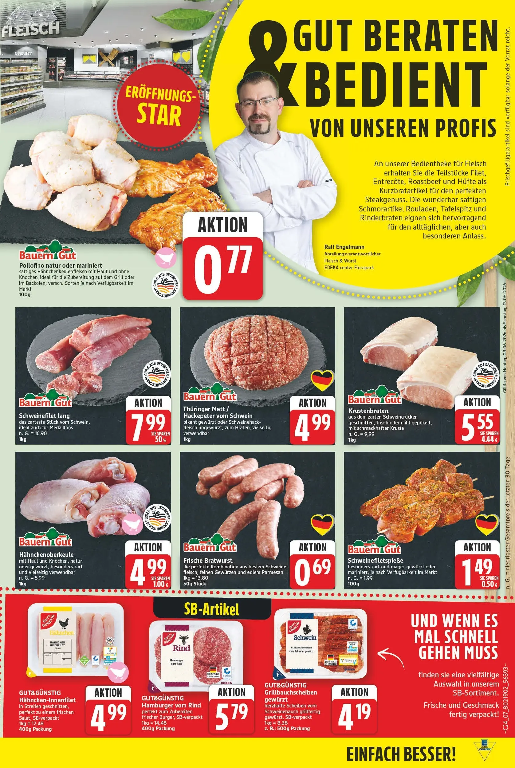 E center Prospekt Magdeburg (ab 08.06.2026) zum Blättern | Seite: 7 | Produkte: Tafelspitz, Hahnchen, Schweinebauch, Wurst