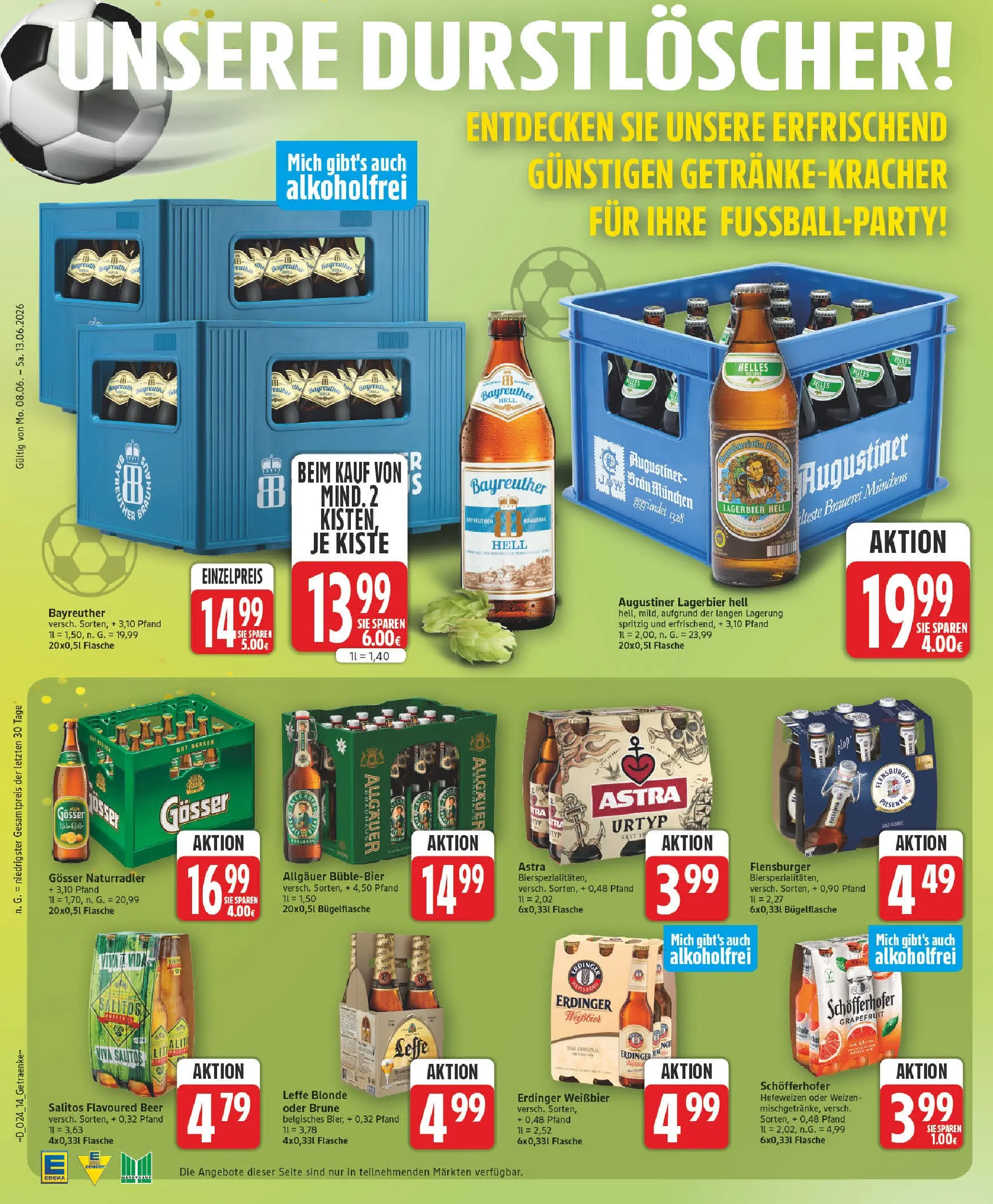 Edeka prospekt Zossen (ab 08.06.2026) » Angebote Online | Seite: 14 | Produkte: Durstloscher, Weißbier, Astra, Grapefruit