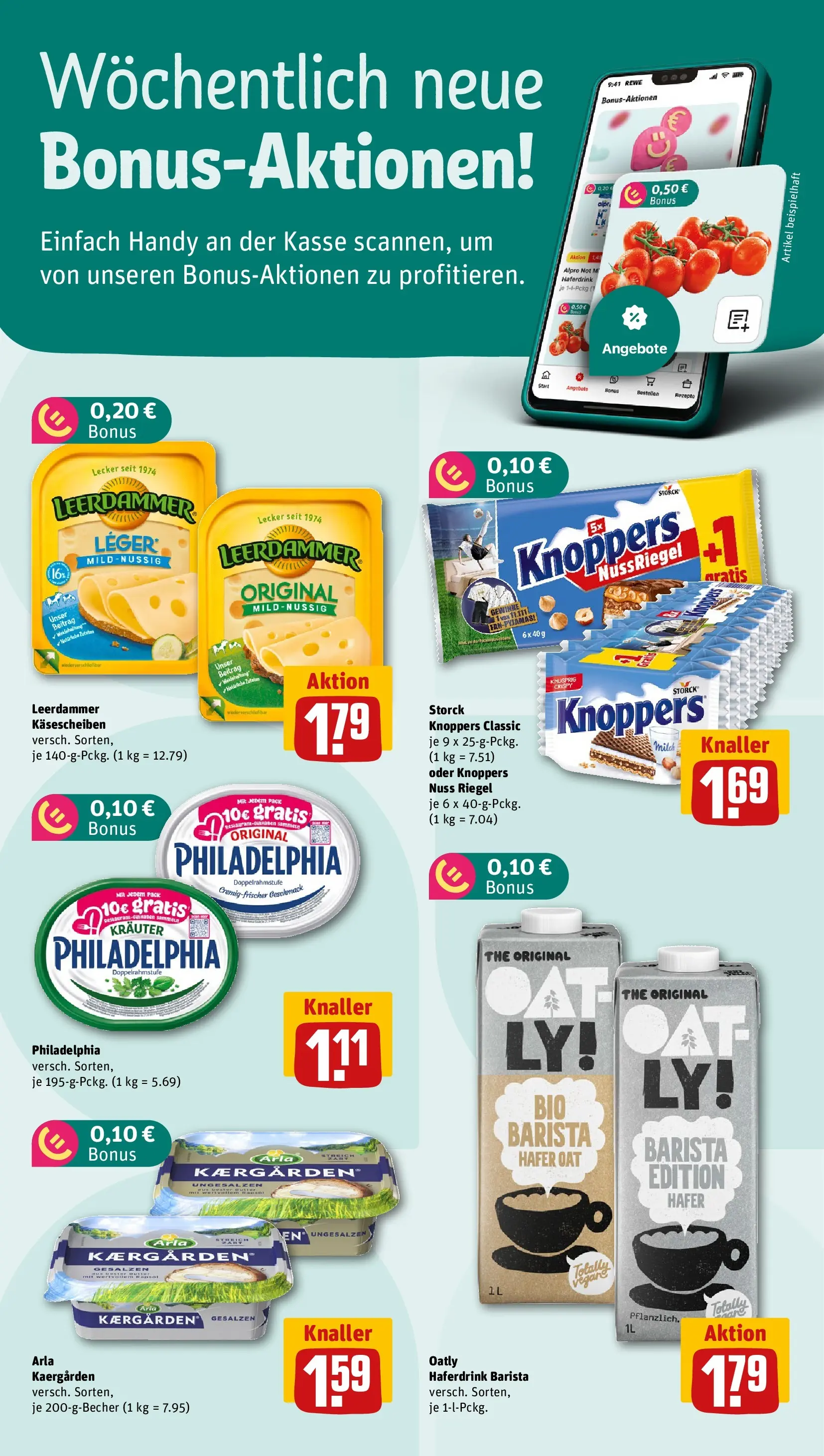 REWE Prospekt ab 07.06.2026 zum Blättern » Angebote | Seite: 2 | Produkte: Philadelphia, Leerdammer, Alpro, Oatly