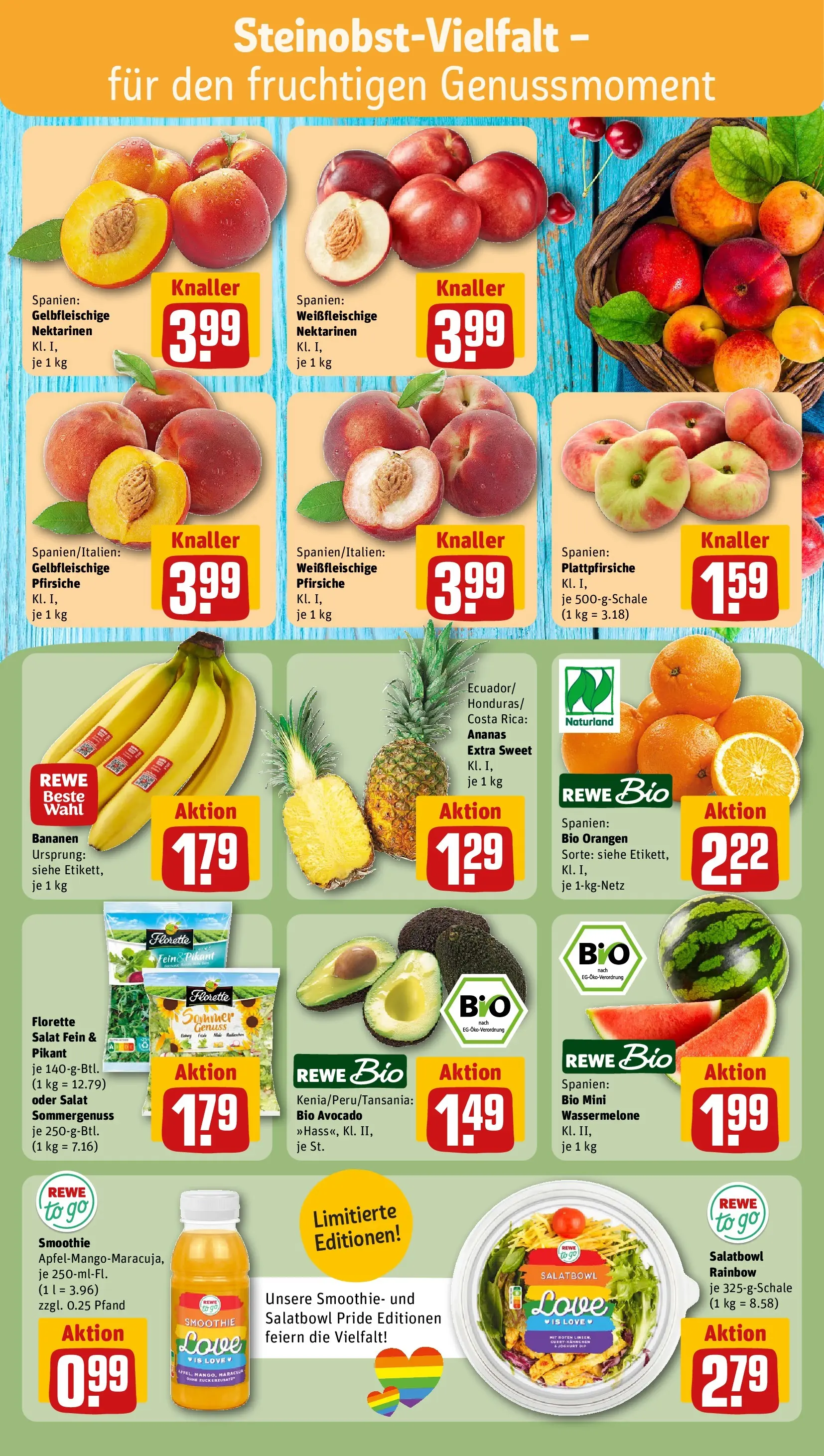 REWE Prospekt ab 07.06.2026 zum Blättern » Angebote | Seite: 6 | Produkte: Nektarinen, Bananen, Wassermelone, Salat