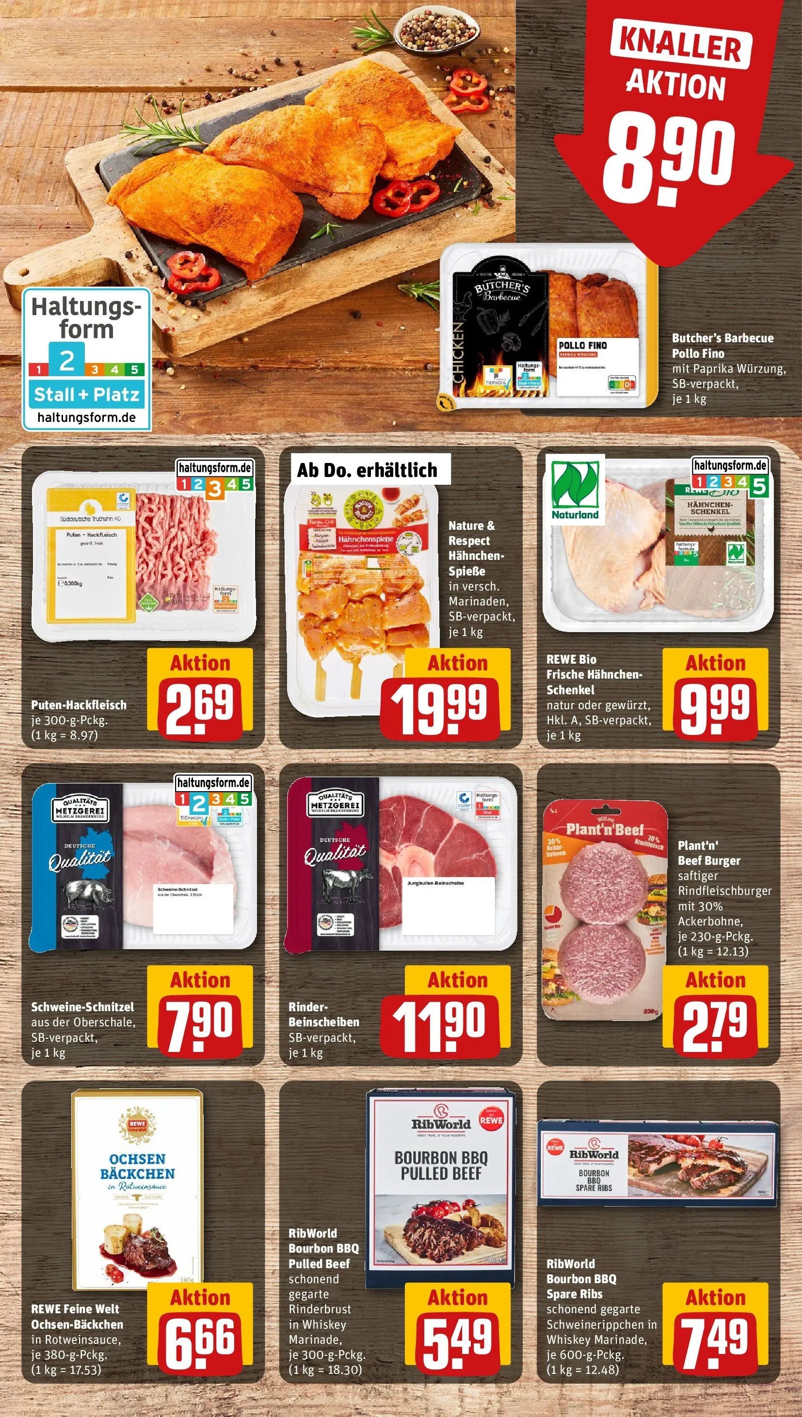 REWE Prospekt ab 07.06.2026 zum Blättern » Angebote | Seite: 9 | Produkte: Burger, Spieße, Schnitzel, Whiskey