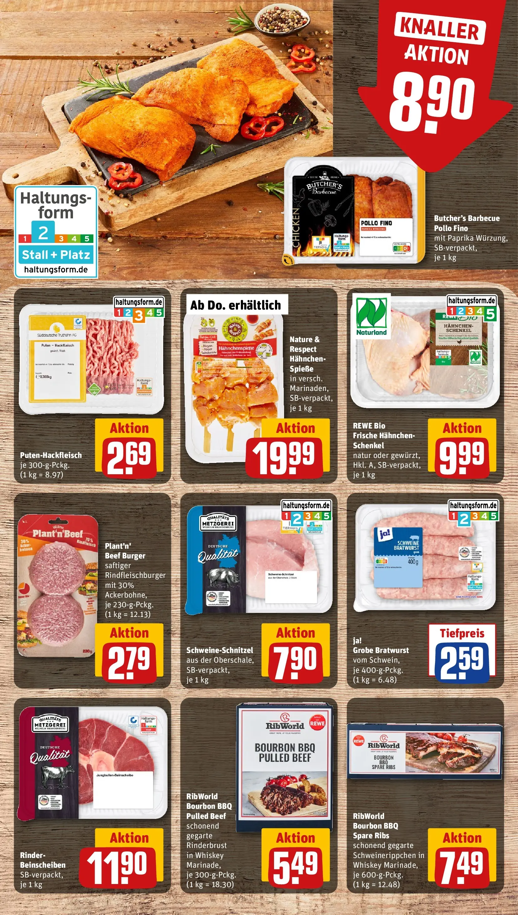 REWE Prospekt ab 08.06.2026 zum Blättern » Angebote | Seite: 9 | Produkte: Hahnchen, Spare ribs, Paprika, Bourbon