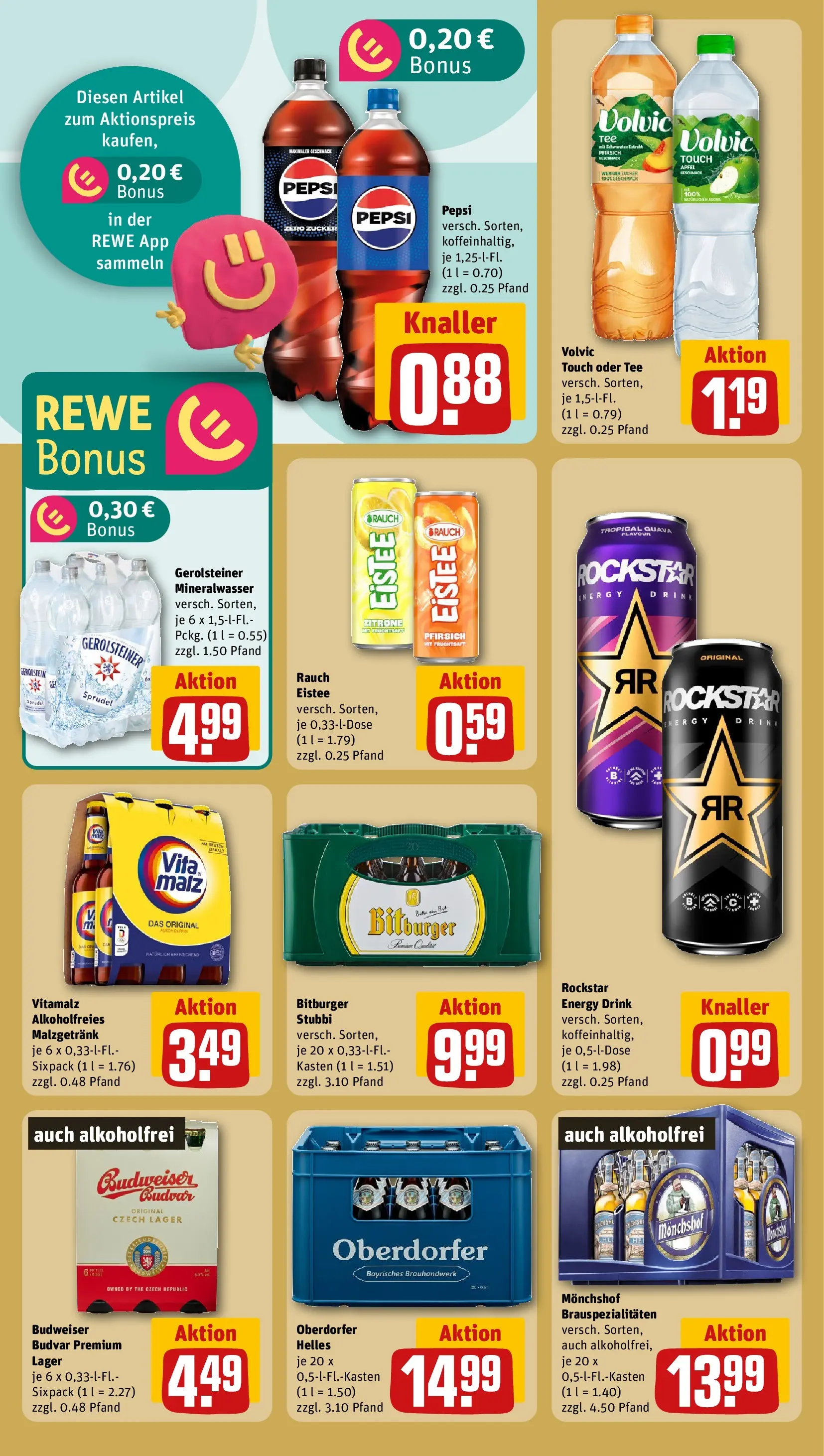 REWE Prospekt ab 08.06.2026 zum Blättern » Angebote | Seite: 18 | Produkte: Bitburger, Monchshof, Energy, Volvic