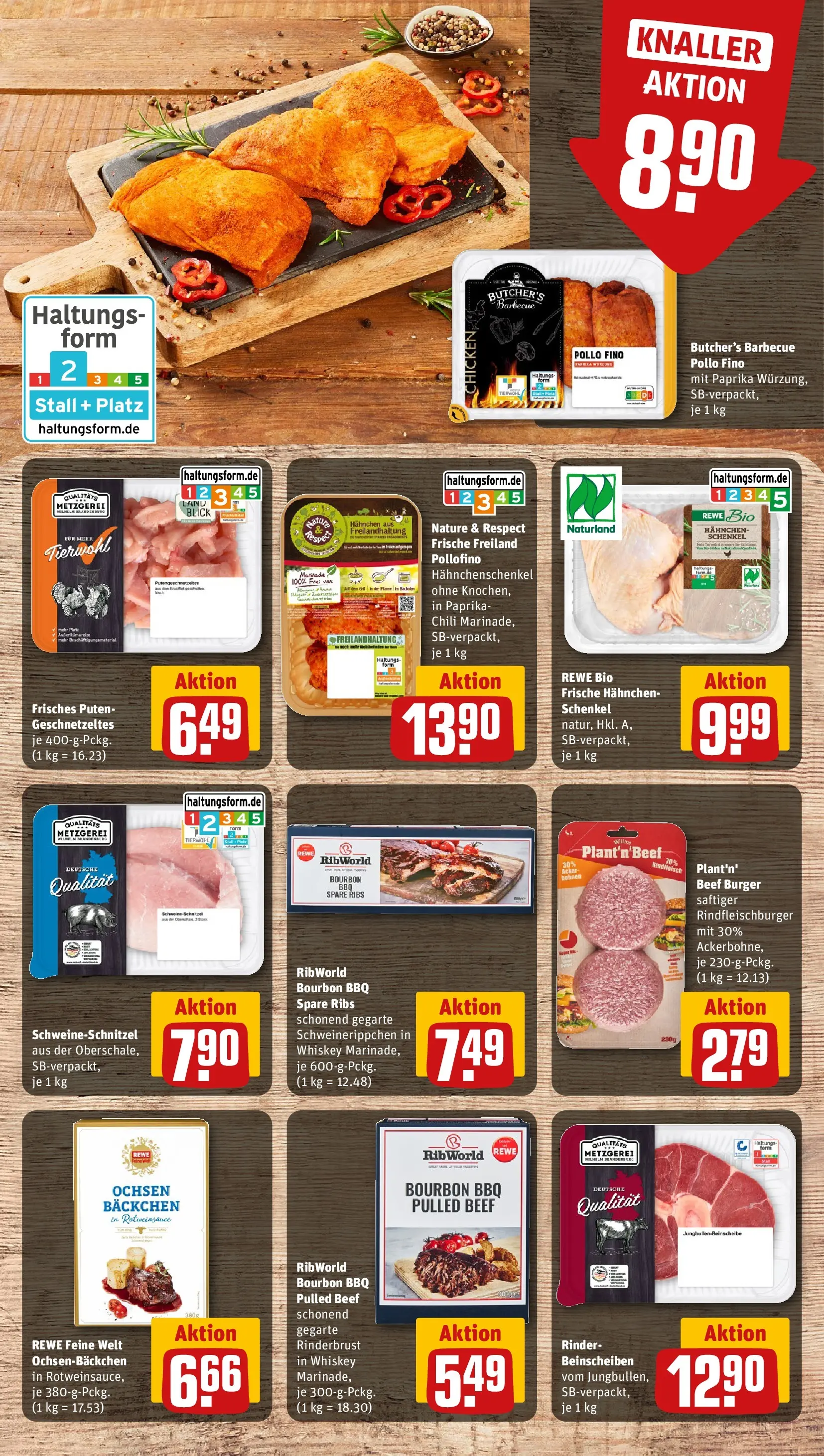 REWE Prospekt ab 08.06.2026 zum Blättern » Angebote | Seite: 8 | Produkte: Burger, Schnitzel, Chili, Rindfleisch