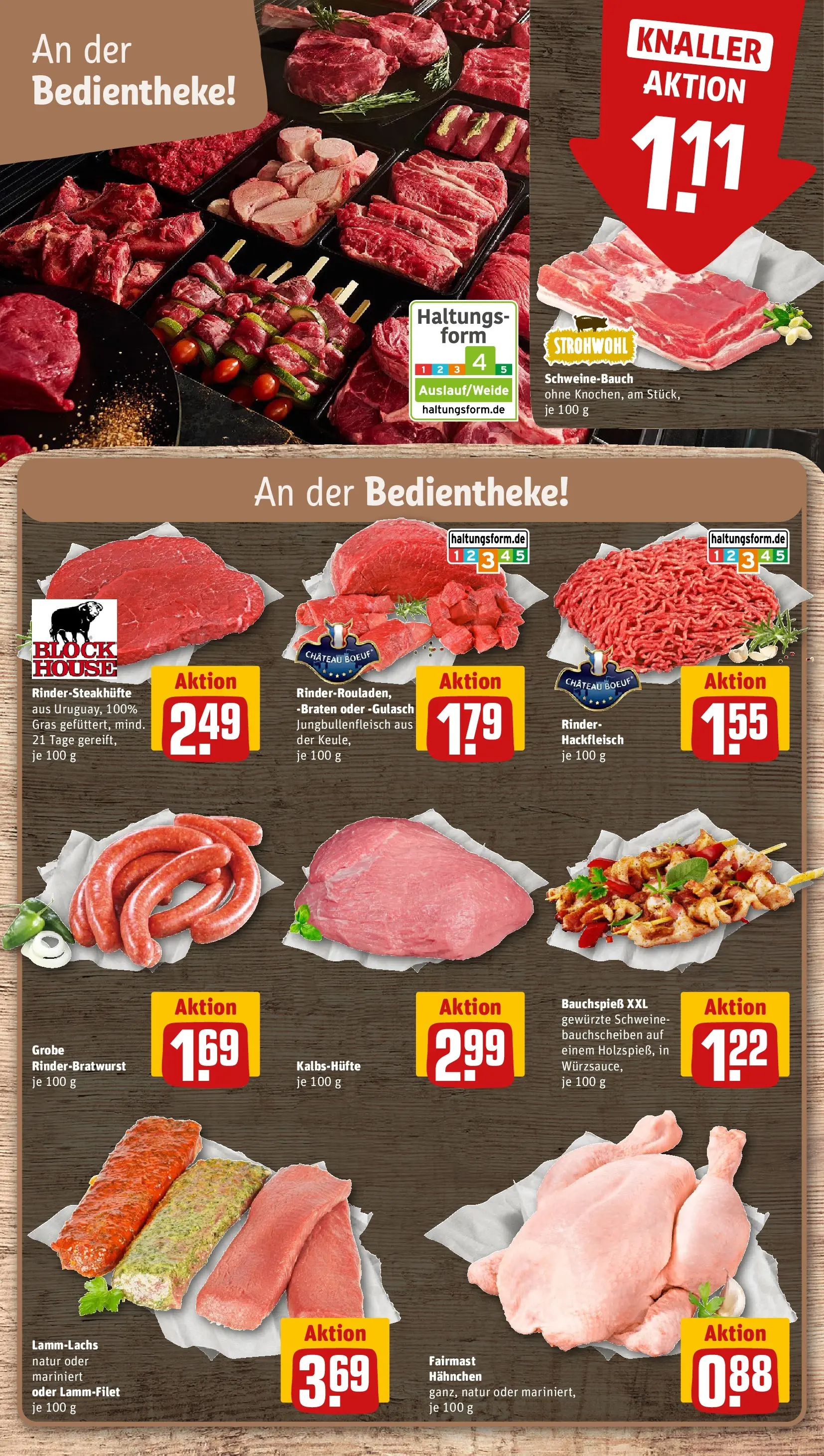 REWE Prospekt ab 07.06.2026 zum Blättern » Angebote | Seite: 8 | Produkte: Hahnchen, Schweinebauch, Steak, Hackfleisch
