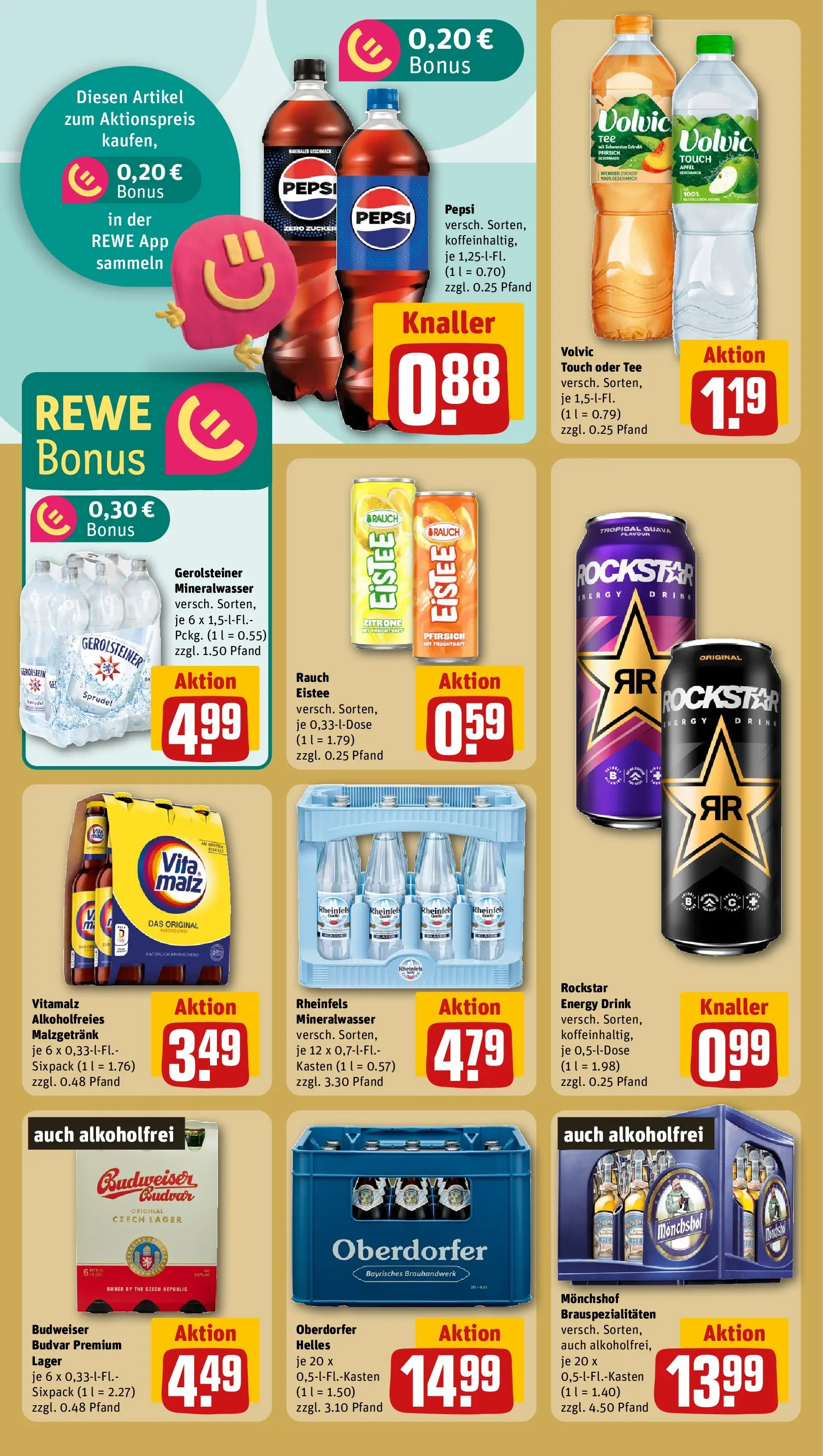 REWE Prospekt ab 07.06.2026 zum Blättern » Angebote | Seite: 20 | Produkte: Rockstar, Budweiser, Tee, Gerolsteiner
