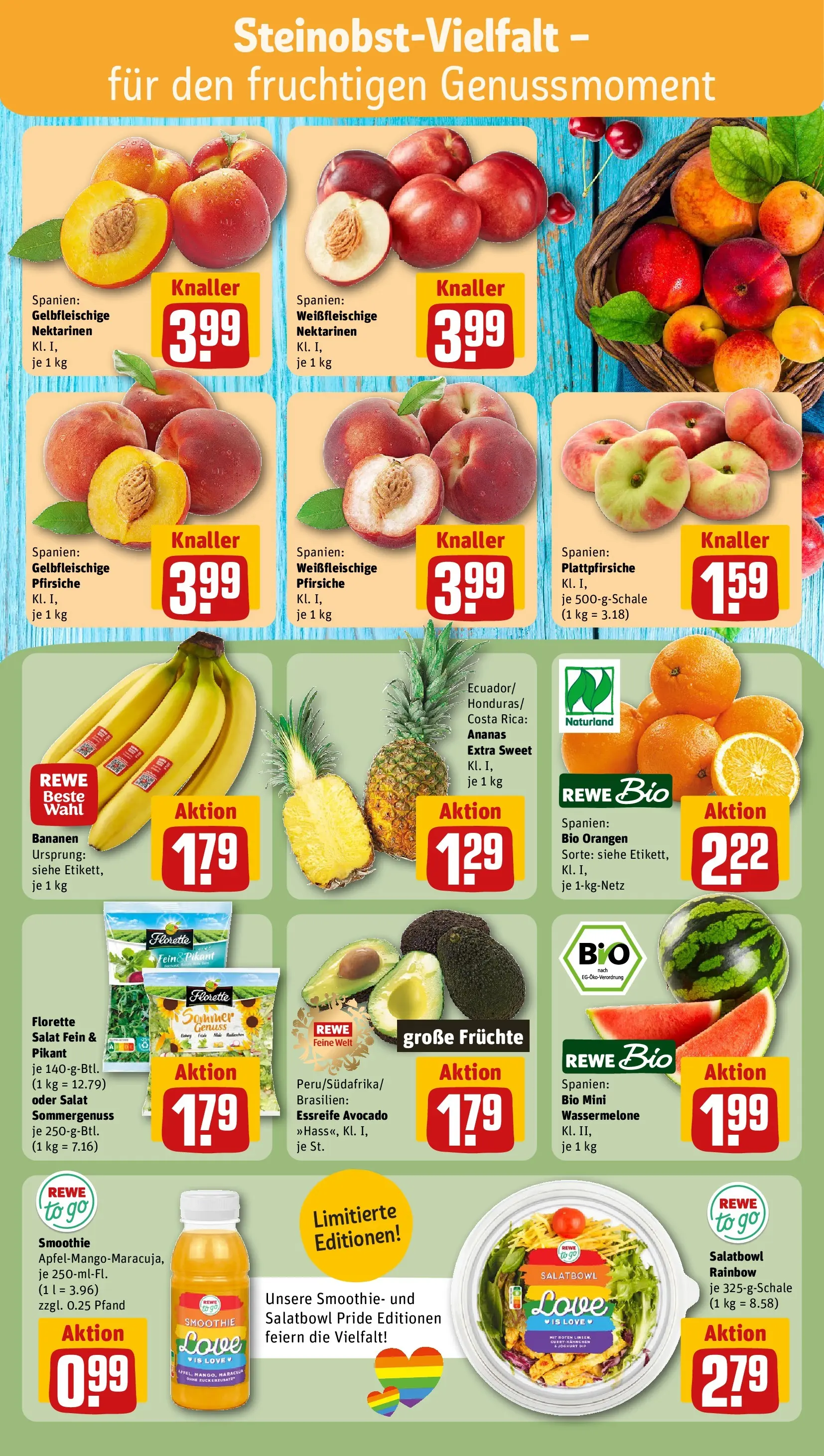 REWE Prospekt ab 07.06.2026 zum Blättern » Angebote | Seite: 6 | Produkte: Nektarinen, Orangen, Wassermelone, Salat