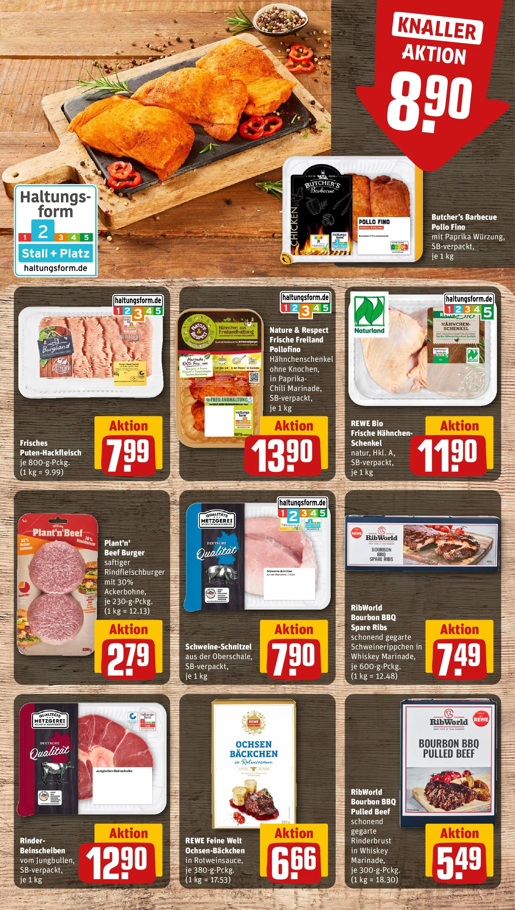 REWE Prospekt ab 07.06.2026 zum Blättern » Angebote | Seite: 8 | Produkte: Hahnchenschenkel, Schnitzel, Bourbon, Whiskey