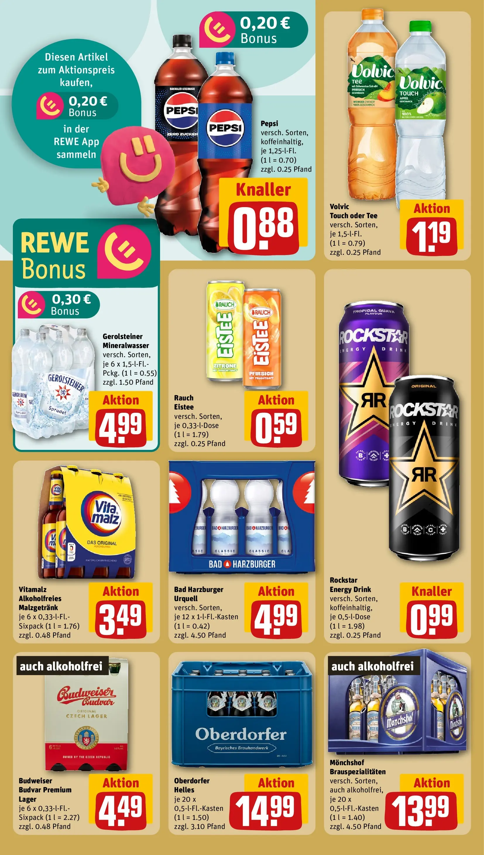 REWE Prospekt ab 08.06.2026 zum Blättern » Angebote | Seite: 20 | Produkte: Burger, Äpfel, Volvic touch, Gerolsteiner