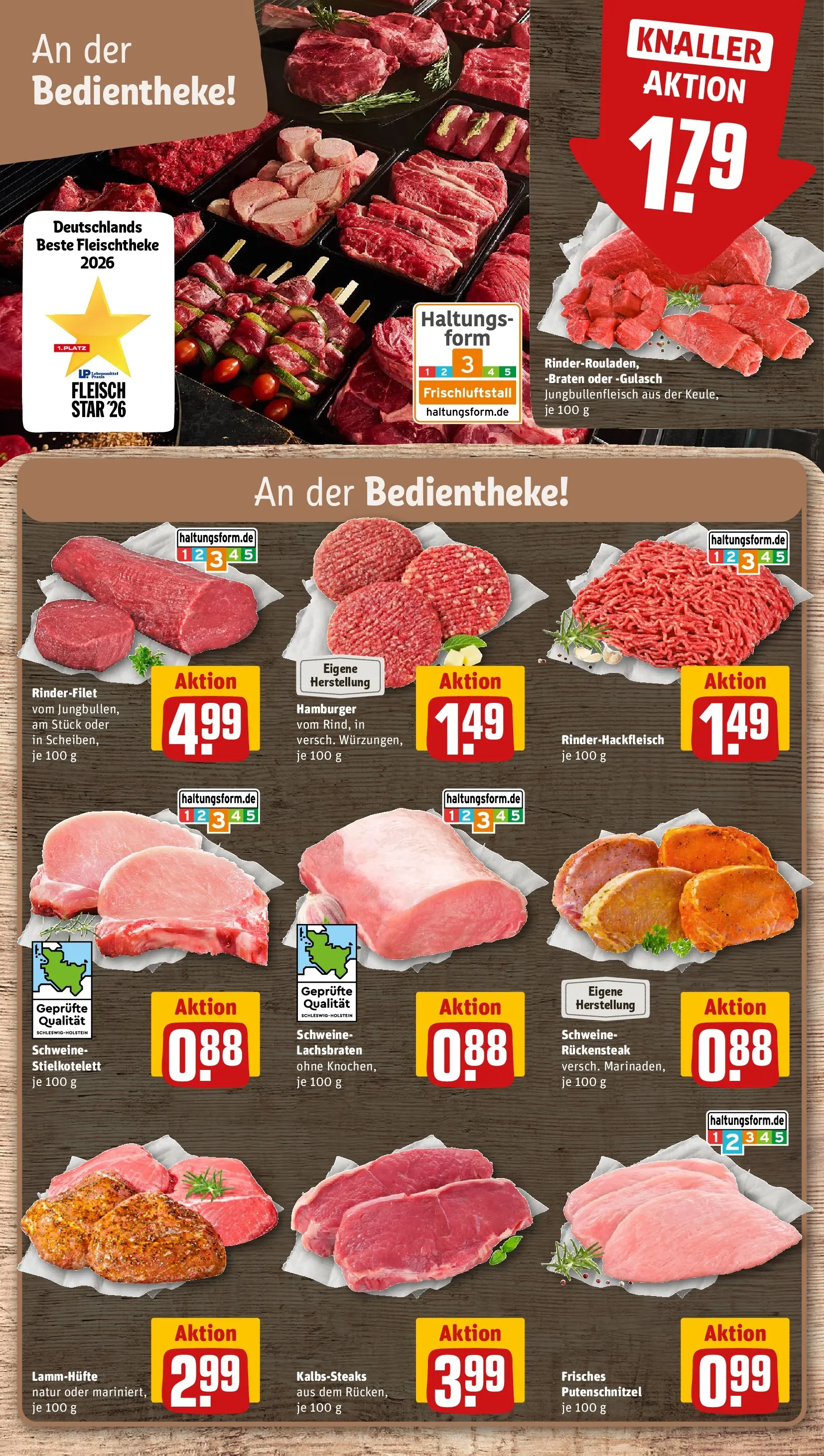 REWE Prospekt ab 08.06.2026 zum Blättern » Angebote | Seite: 8 | Produkte: Schnitzel, Gulasch, Putenschnitzel, Steak